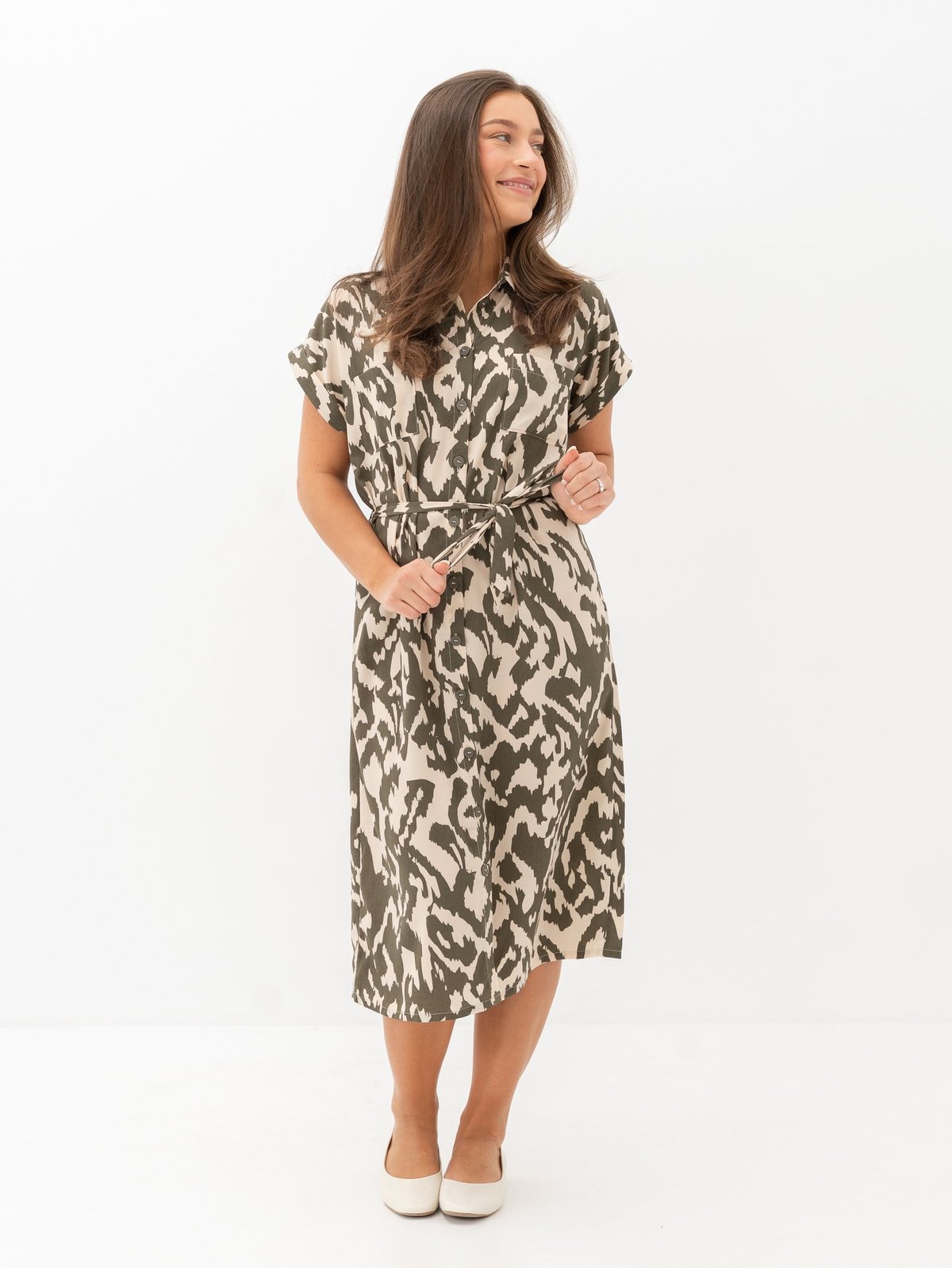 Only Hannover Short Sleeve Shirt Dress Tarmac / Pumice Stone