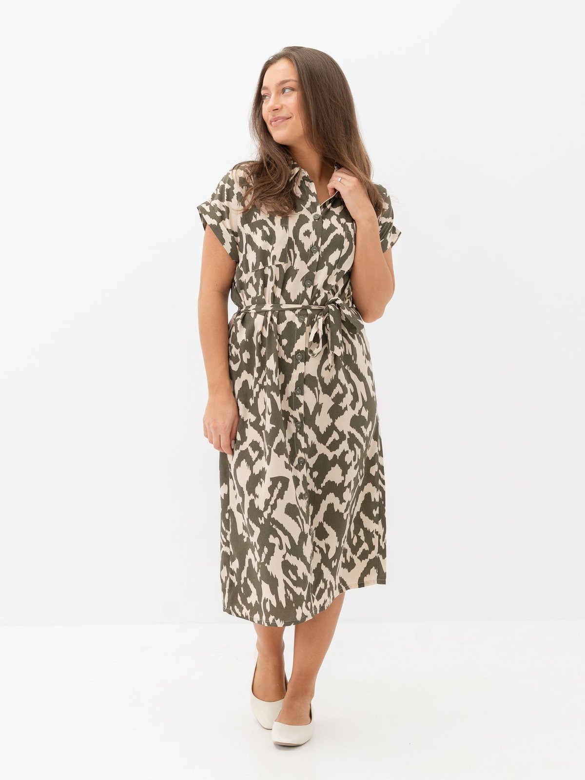 Only Hannover Short Sleeve Shirt Dress Tarmac / Pumice Stone