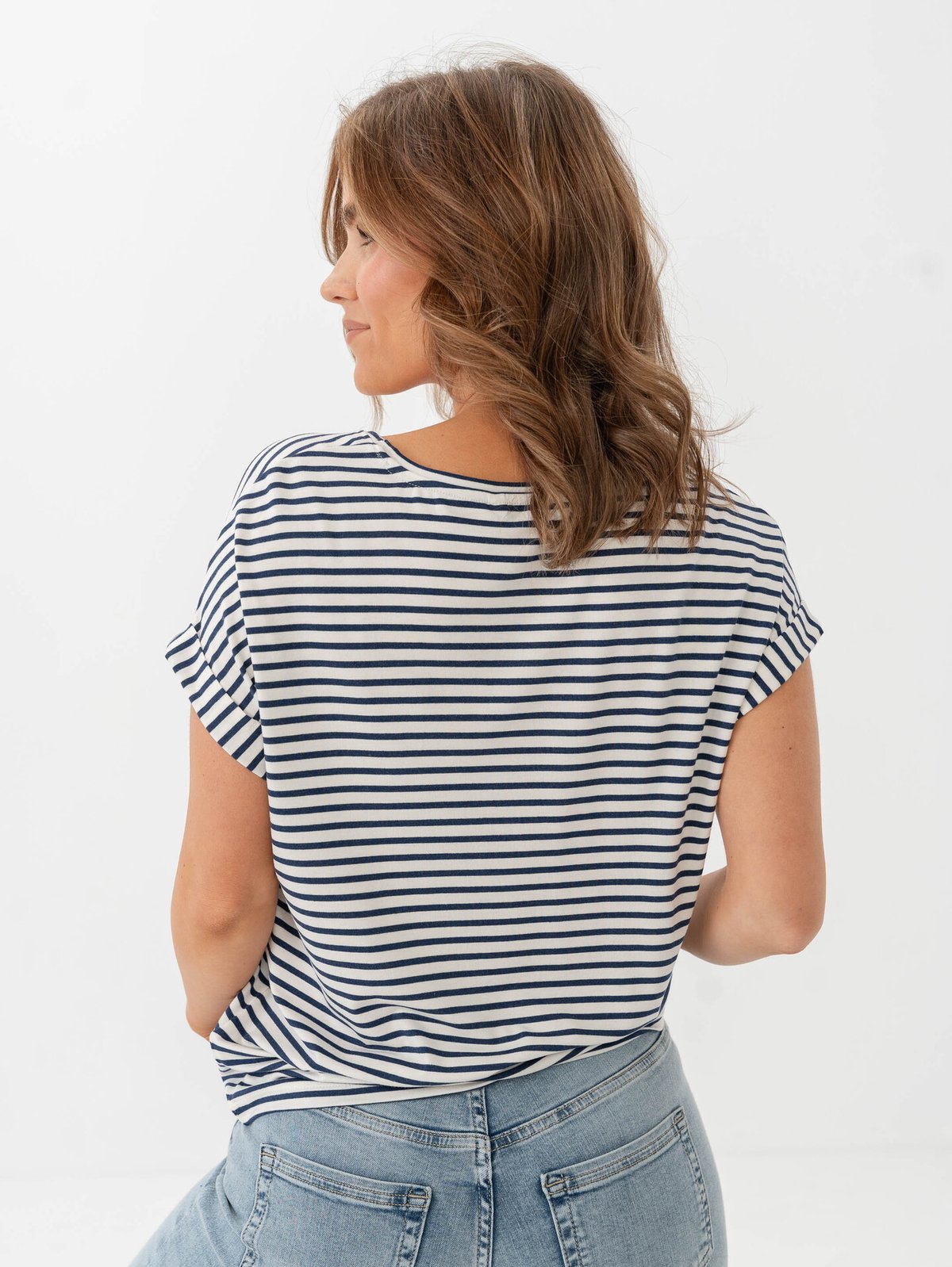 Only Moster Stripe Short Sleeve O-Neck Top Cloud Dancer Naval Academy