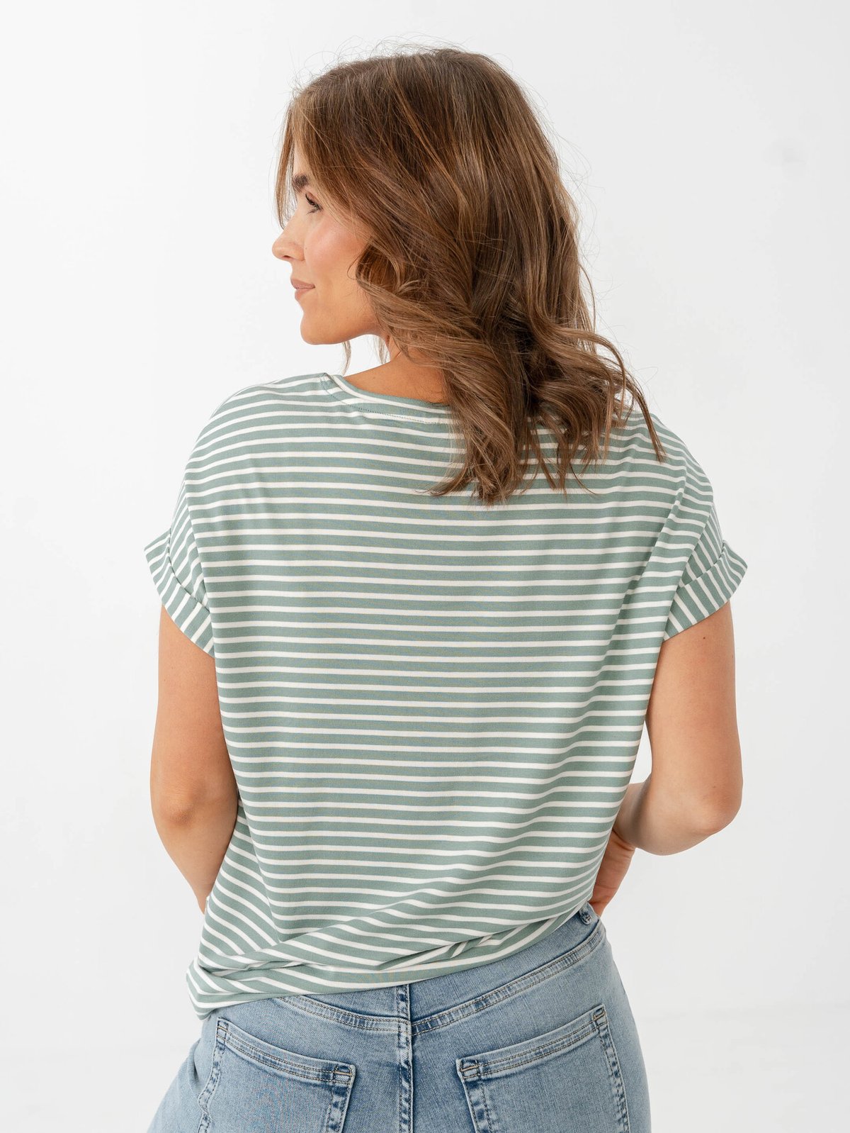 Only Moster Stripe Short Sleeve O-Neck Top Jadeite