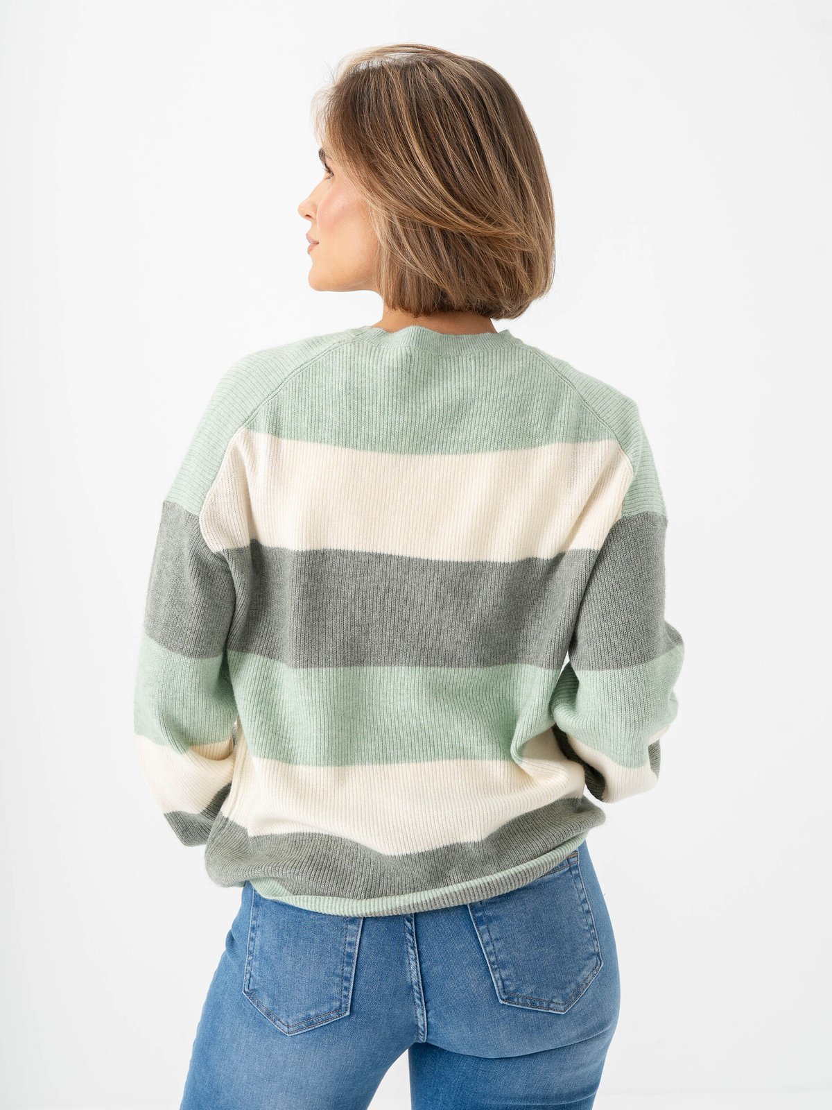 Only Atia Long Sleeve Stripe Pullover Knit Silt Green