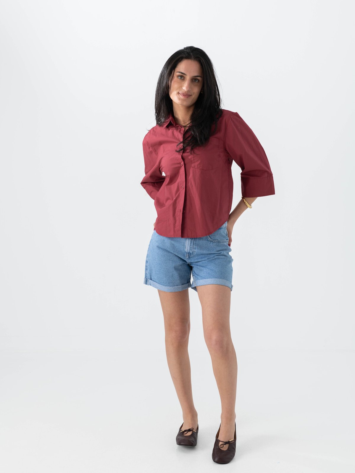 Only Vega High Waist Mom Denim Shorts Light Blue Denim