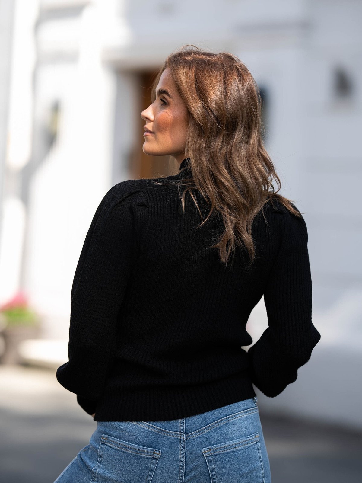 Only Katia Long Sleeve Highneck Pullover Knit Black