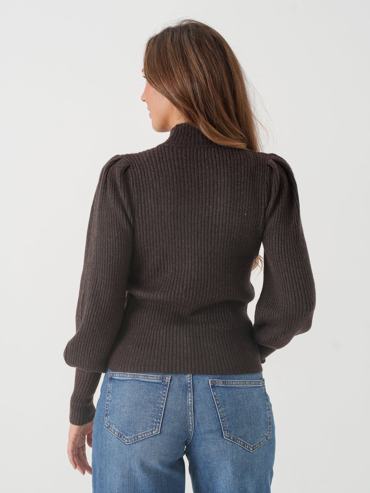 Only Katia Long Sleeve Highneck Pullover Knit Chocolate Torte