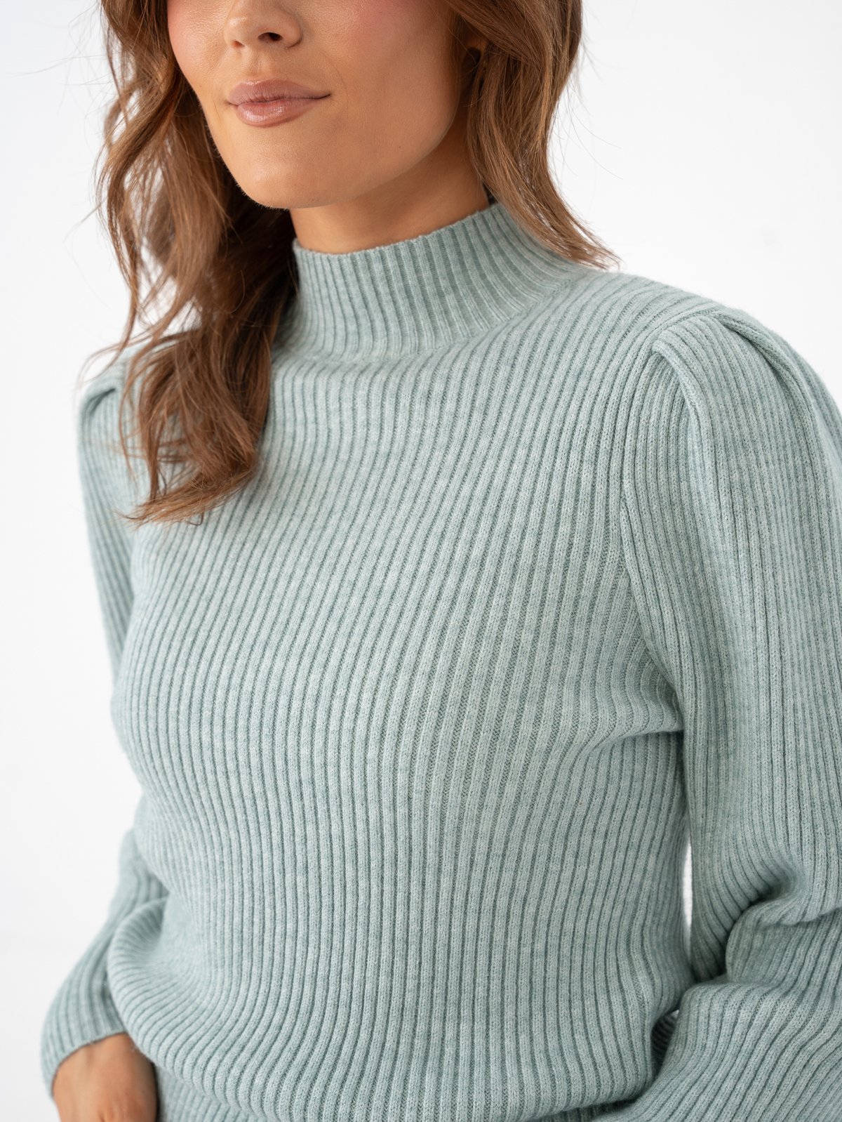 Only Katia Long Sleeve Highneck Pullover Knit Gray Mist