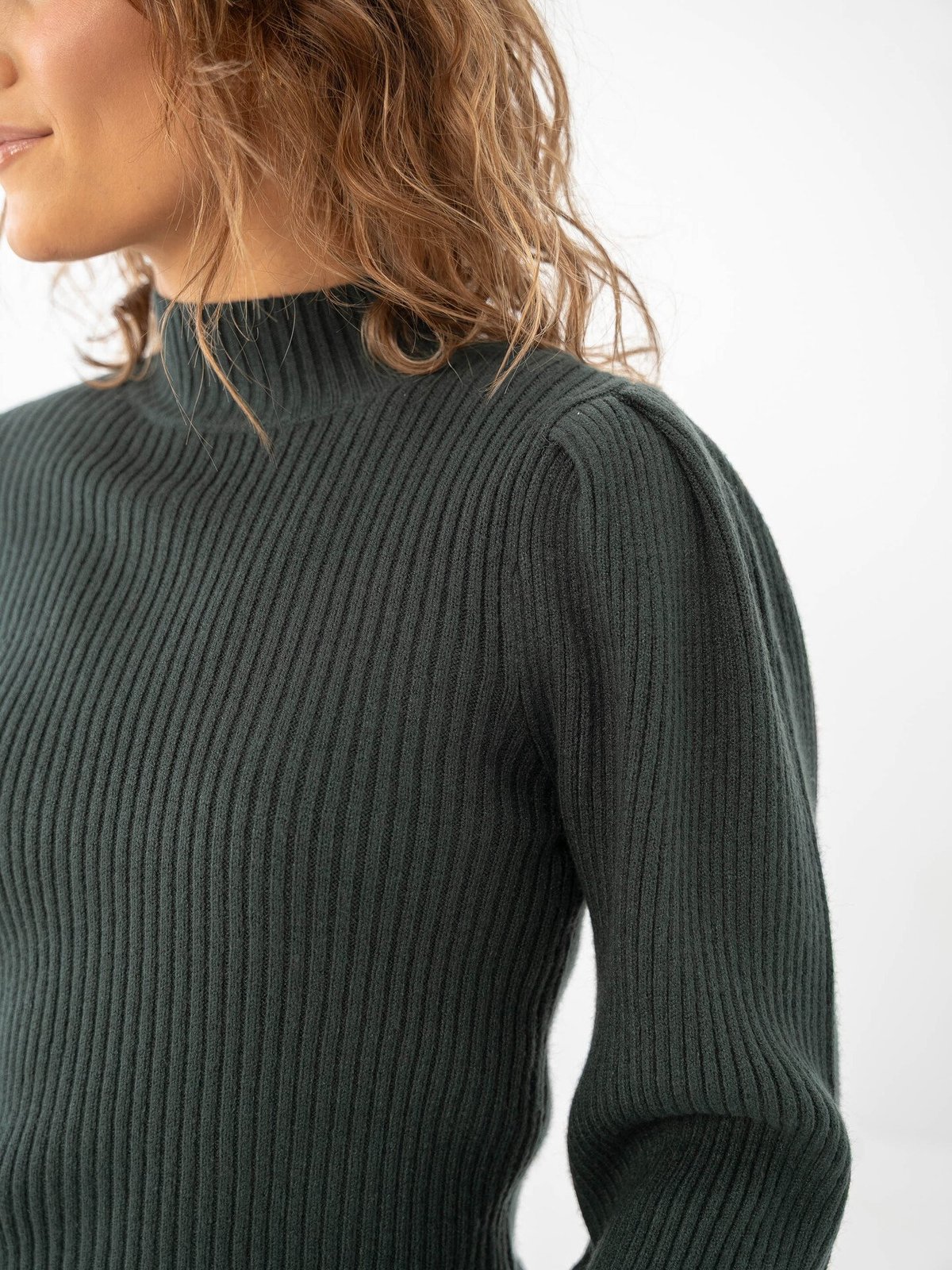 Only Katia Long Sleeve Highneck Pullover Knit June Bug