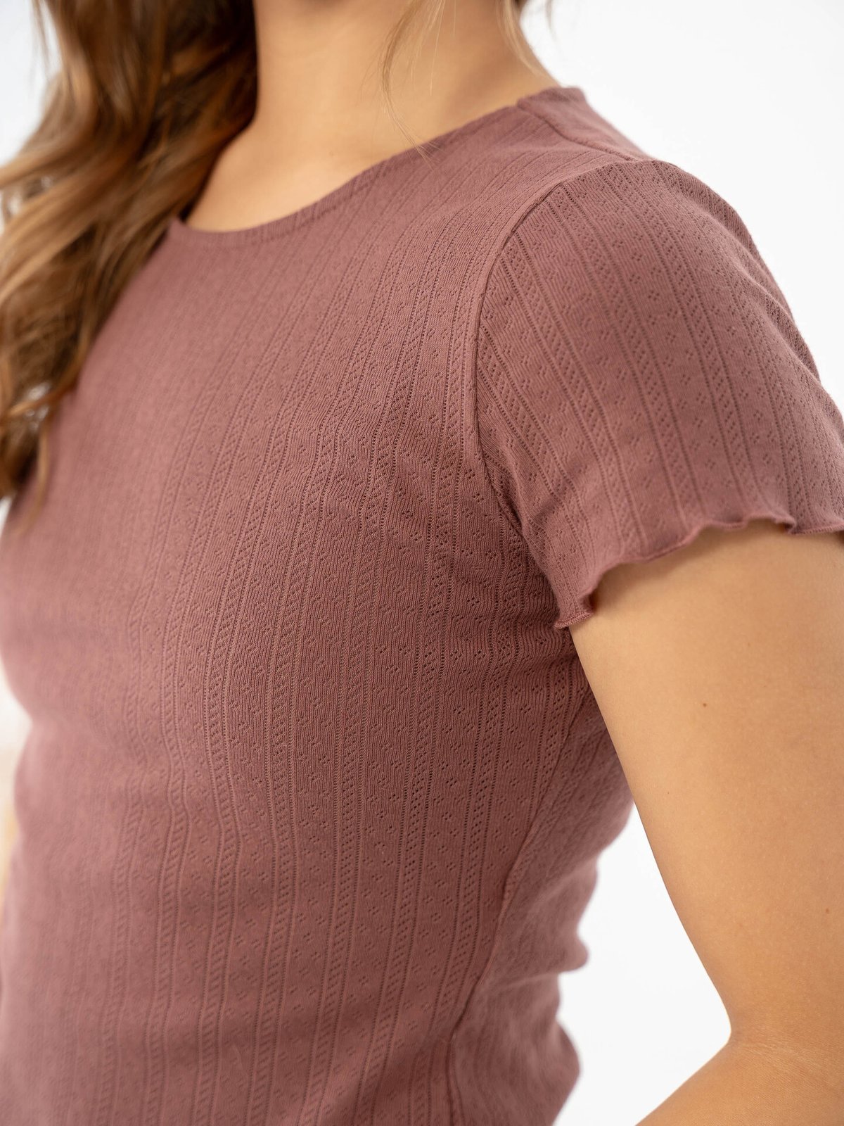 Only Carlotta Short Sleeve Top Rose Brown