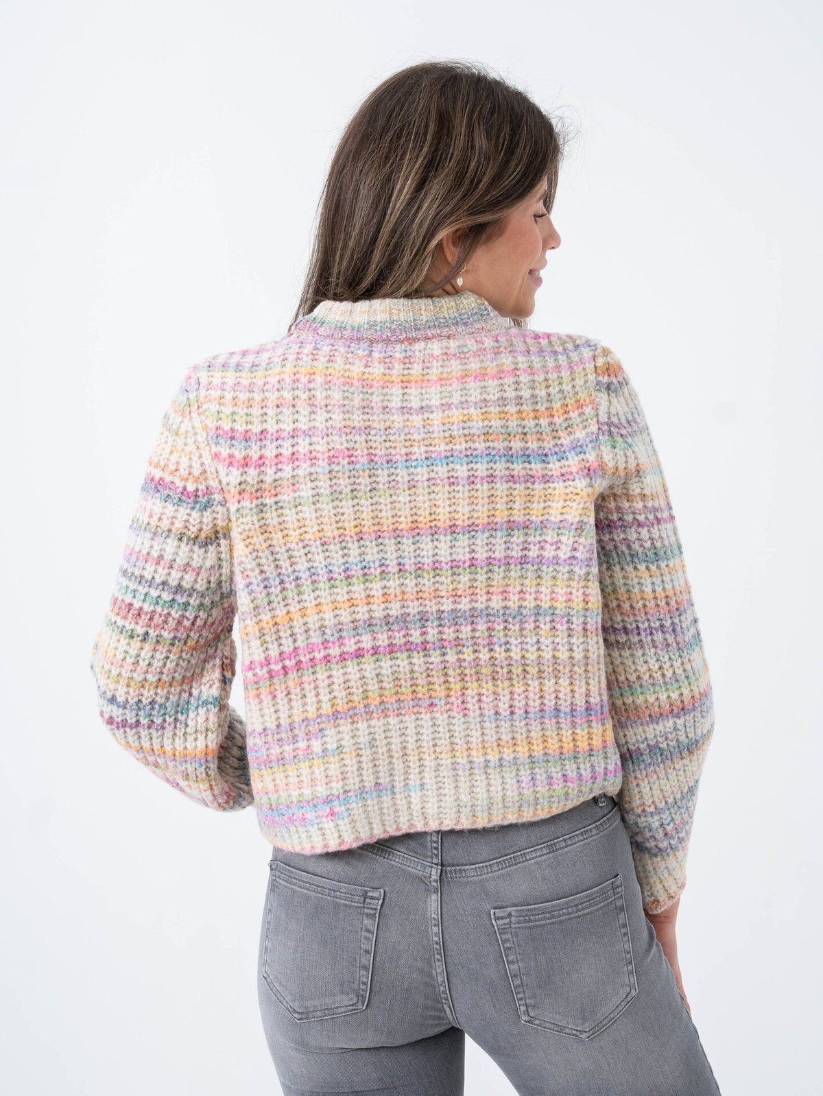 Only Carma Long Sleeve Pullover Knit Pumice Stone w. Multi Spacedye