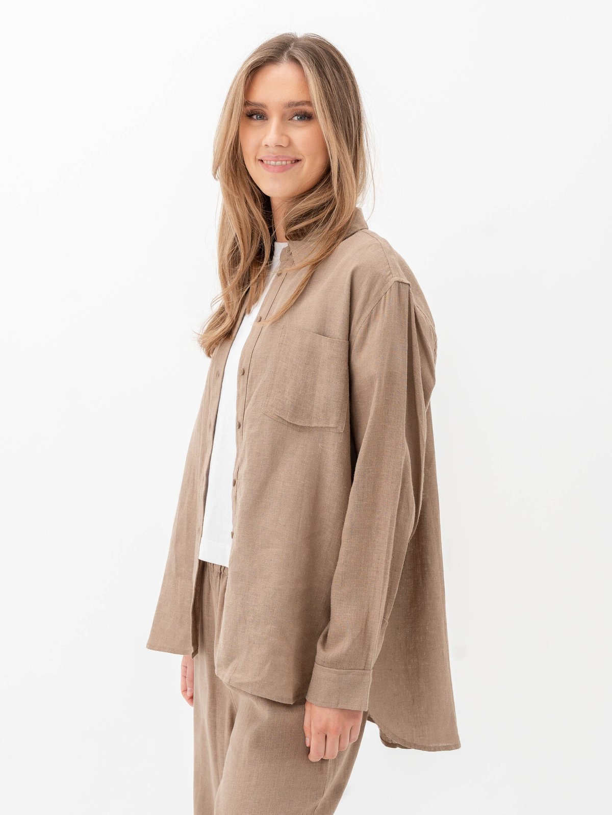 Only Tokyo Linen Blend Shirt Brindle