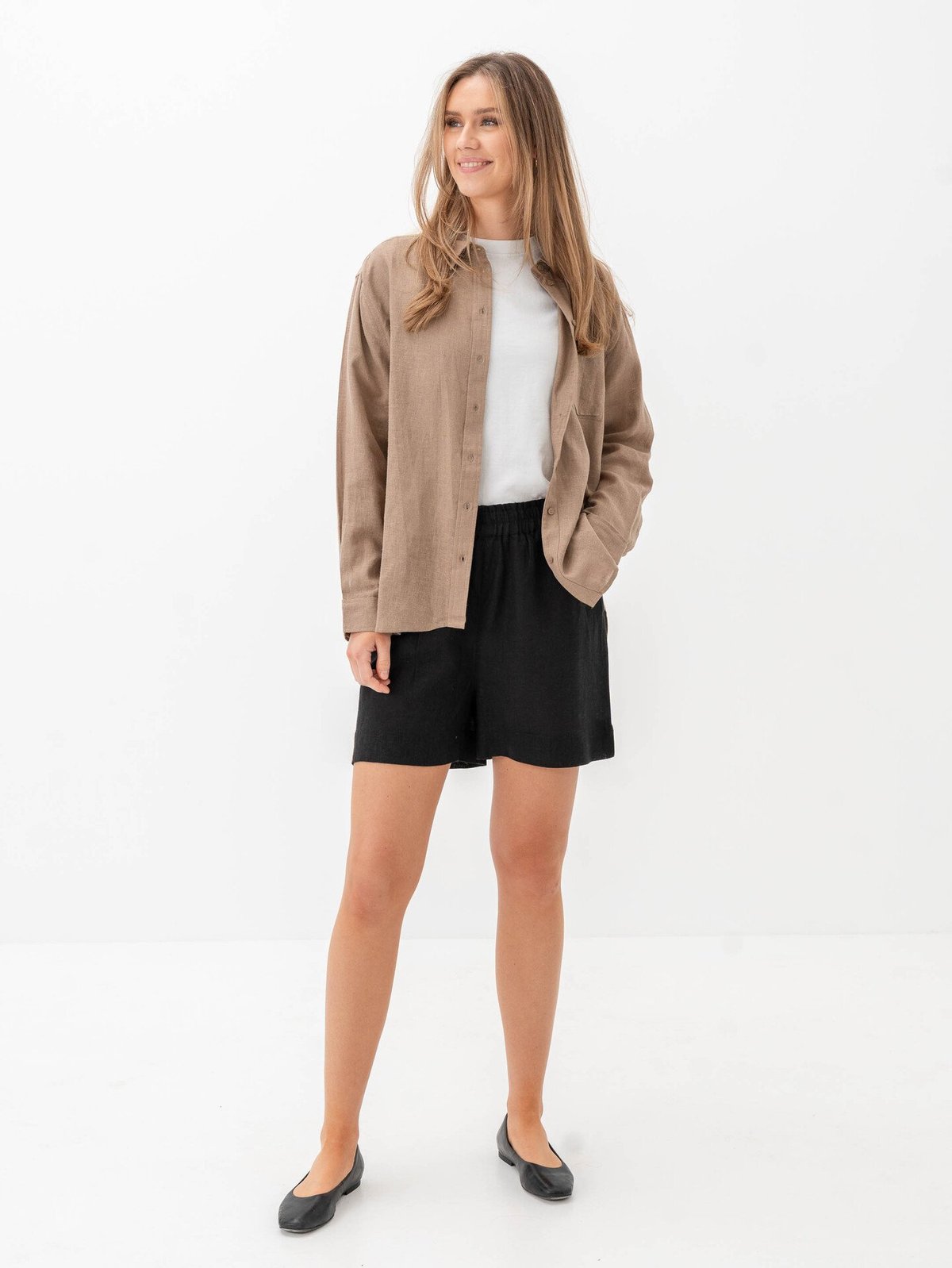 Only Tokyo Life High Waist Linen Blend Shorts Black