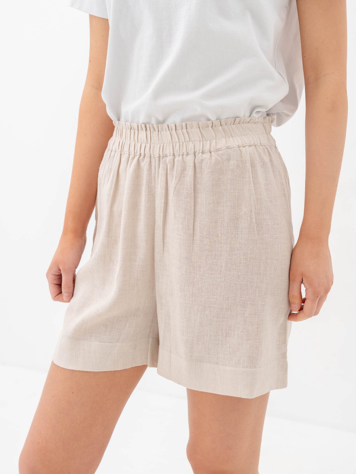 Only Tokyo Life High Waist Linen Blend Shorts Moonbeam