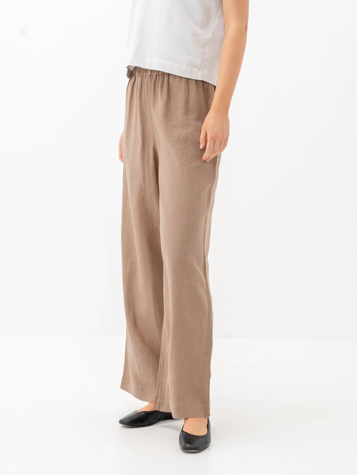 Only Tokyo Life High Waist Linen Blend Pant Brindle