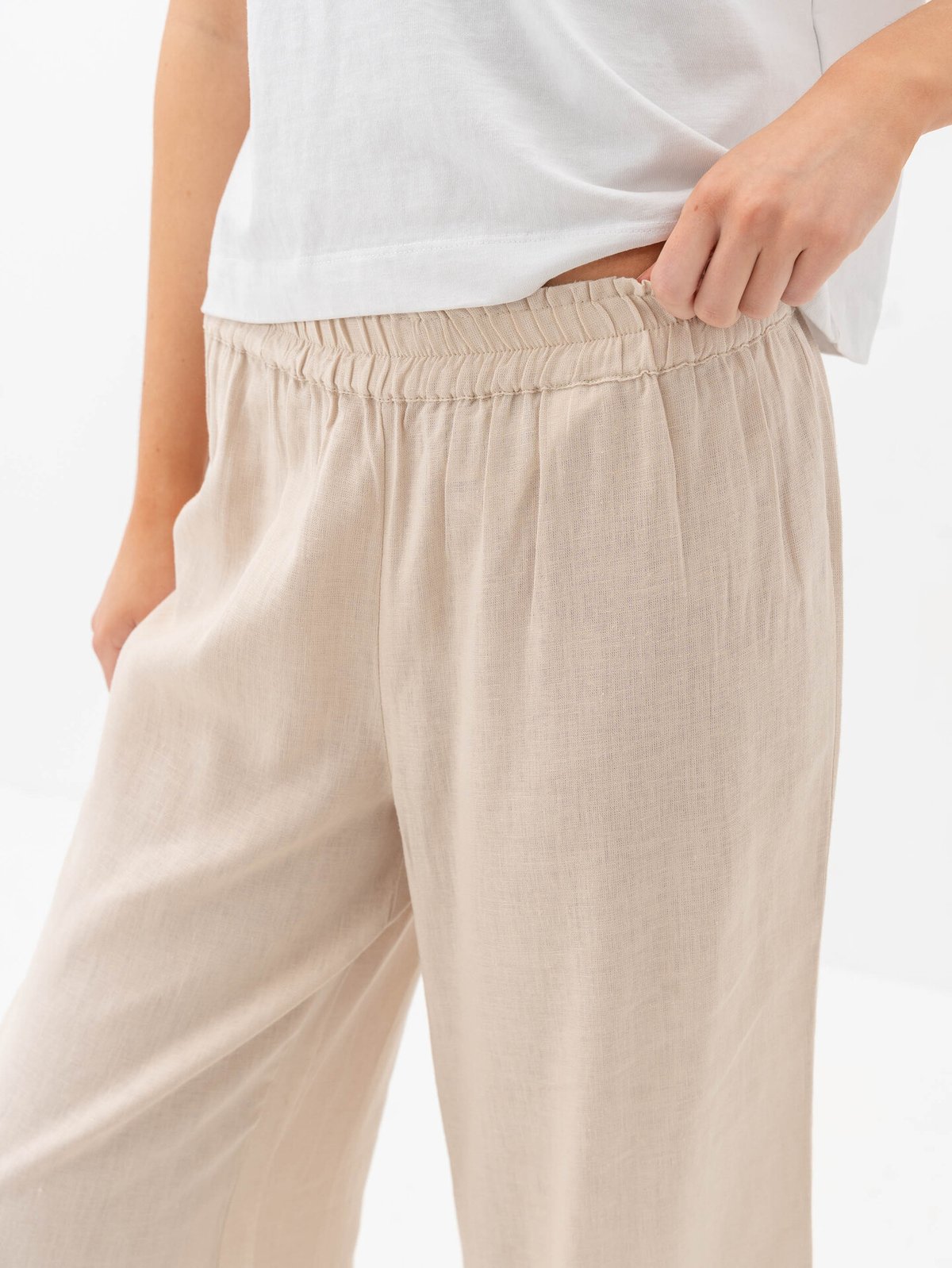Only Tokyo Life High Waist Linen Blend Pant Moonbeam