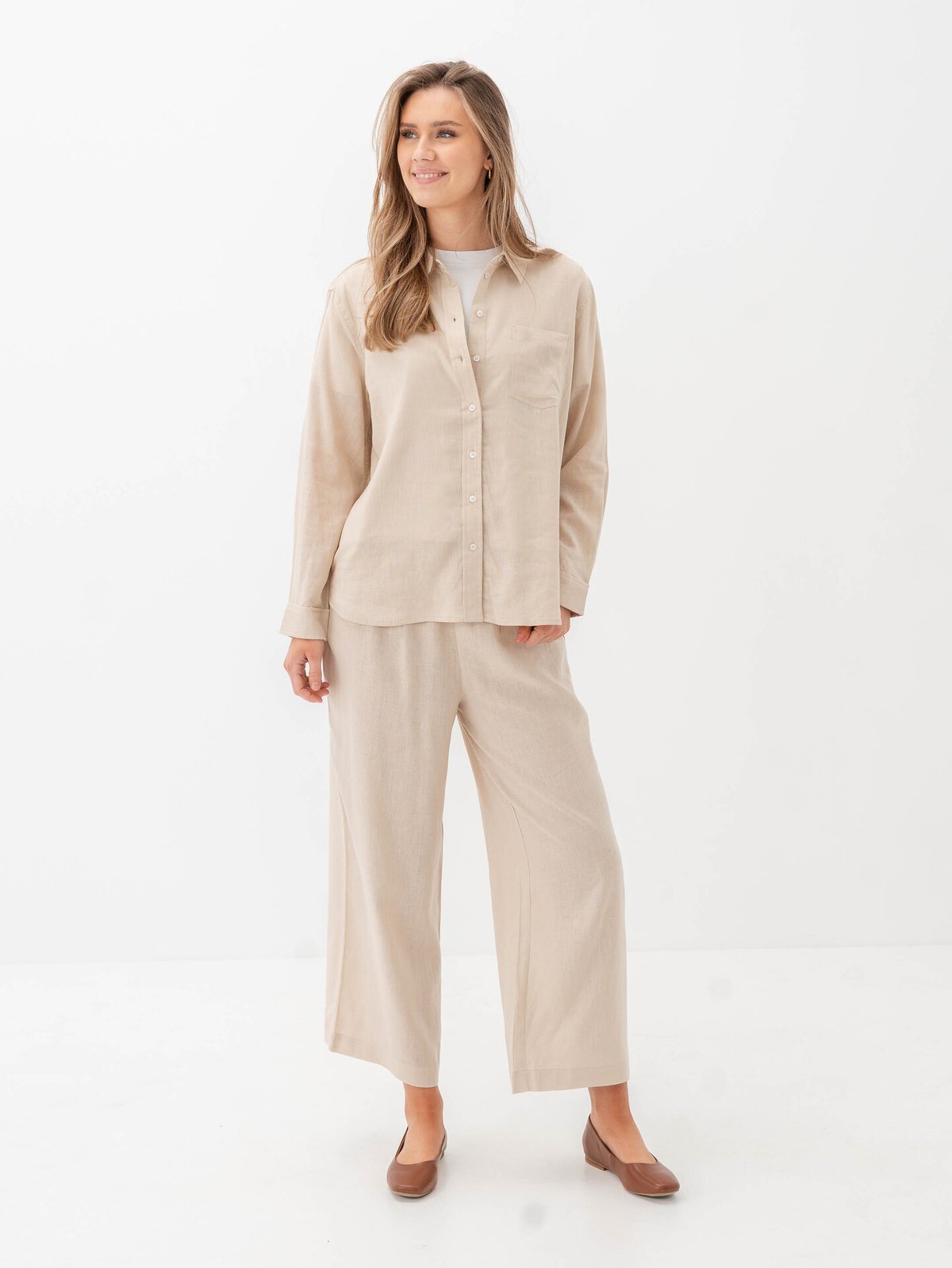 Only Tokyo Life High Waist Linen Blend Pant Moonbeam