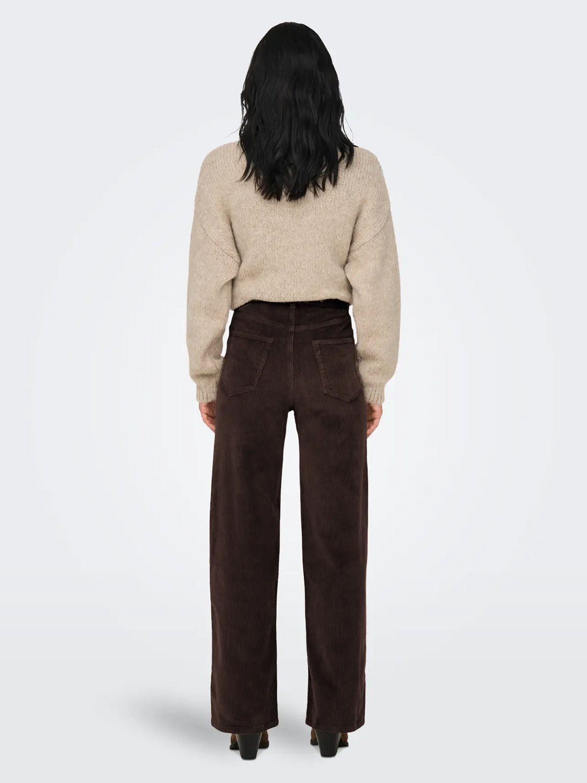 Only Hope Global High Waist Wide Cord Pant Black Coffee