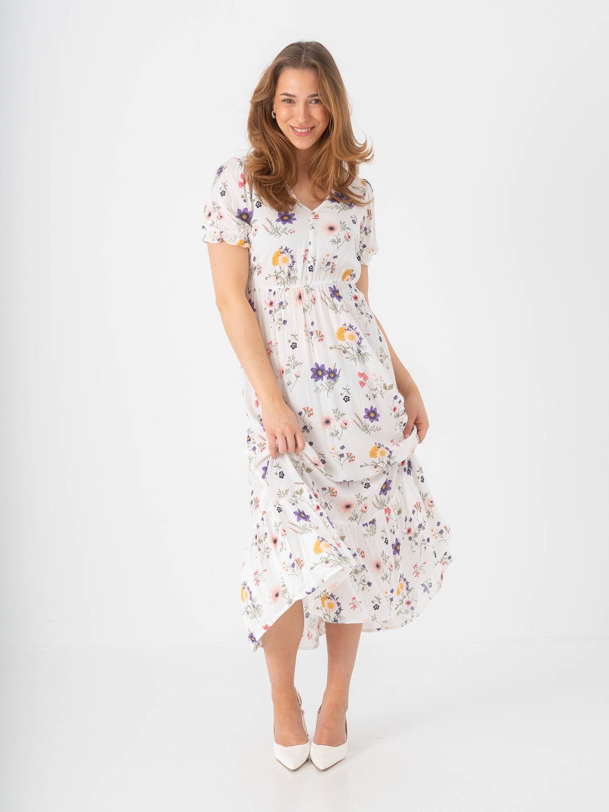 Only Chianti Short Sleeve long Dress Hvit