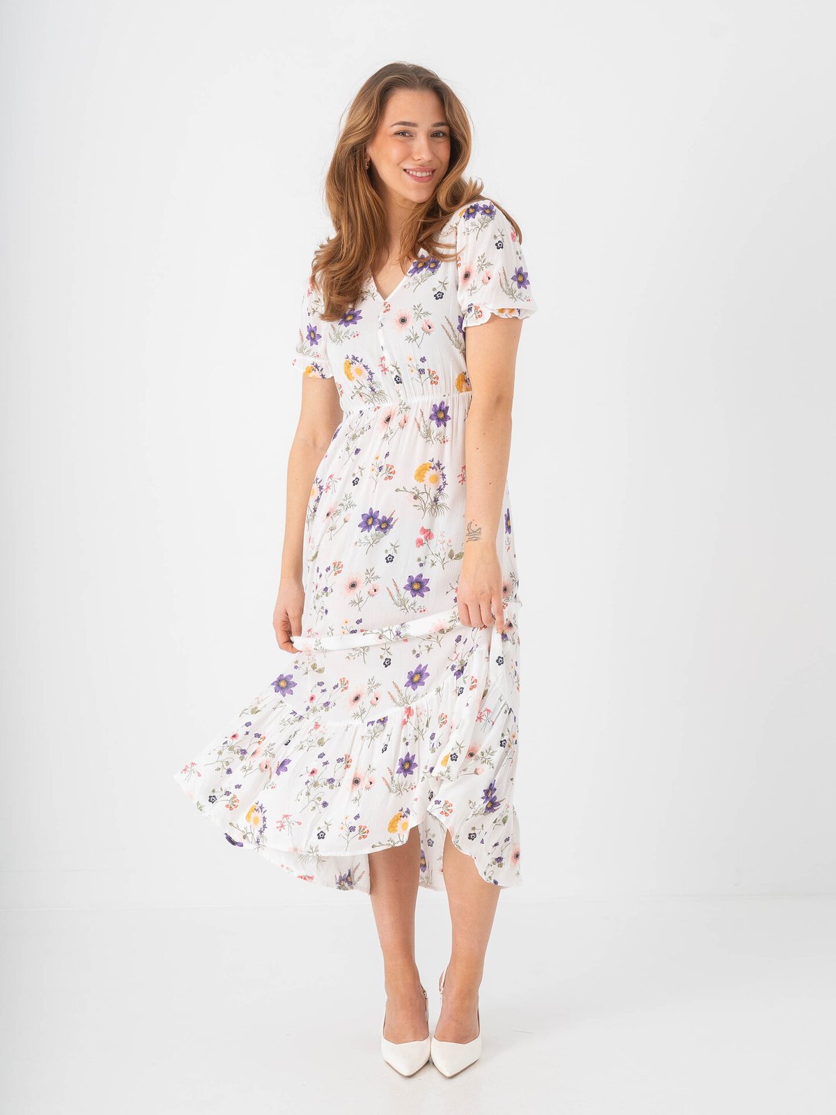 Only Chianti Short Sleeve long Dress Hvit