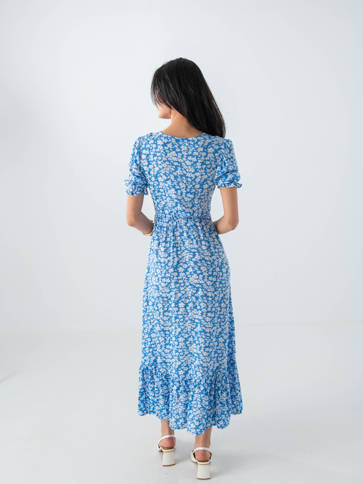 Only Chianti Short Sleeve long Dress Marina / White Flower