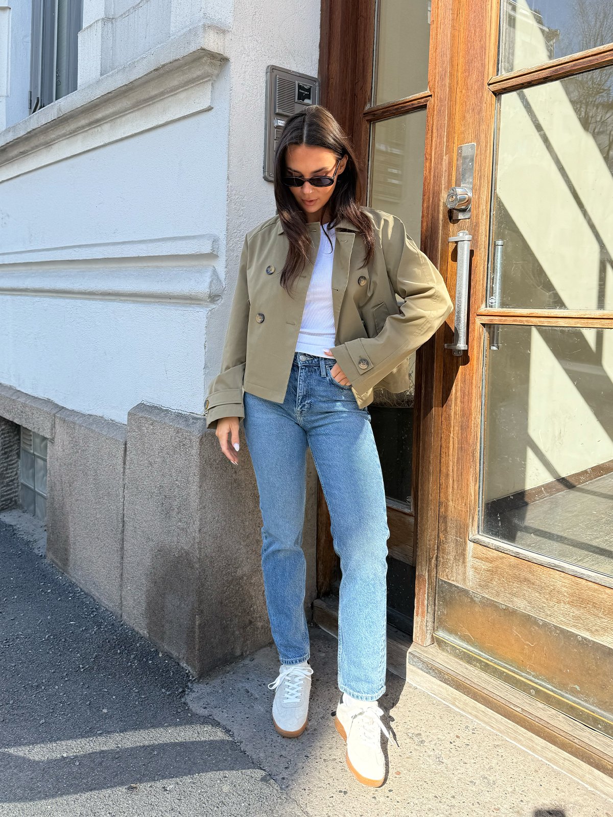 Only April Short Trenchcoat Aloe