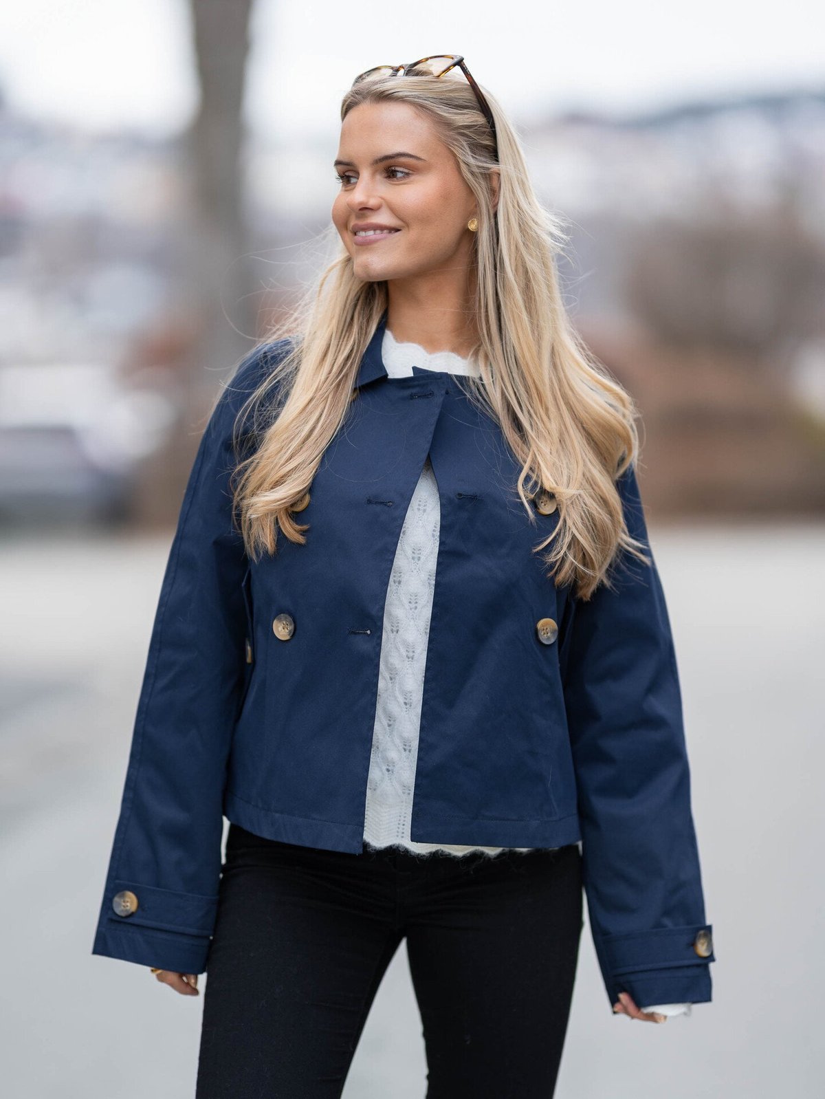 Only April Short Trenchcoat Night Sky