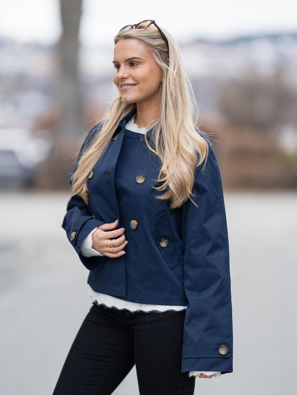 Only April Short Trenchcoat Night Sky