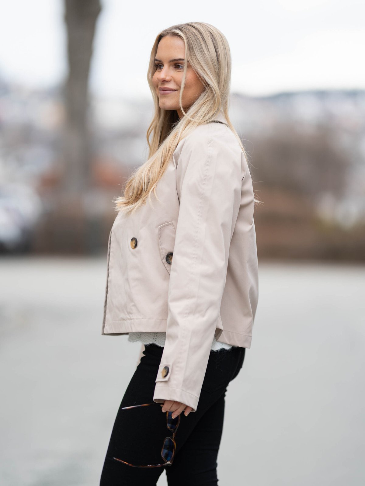 Only April Short Trenchcoat Oxford Tan