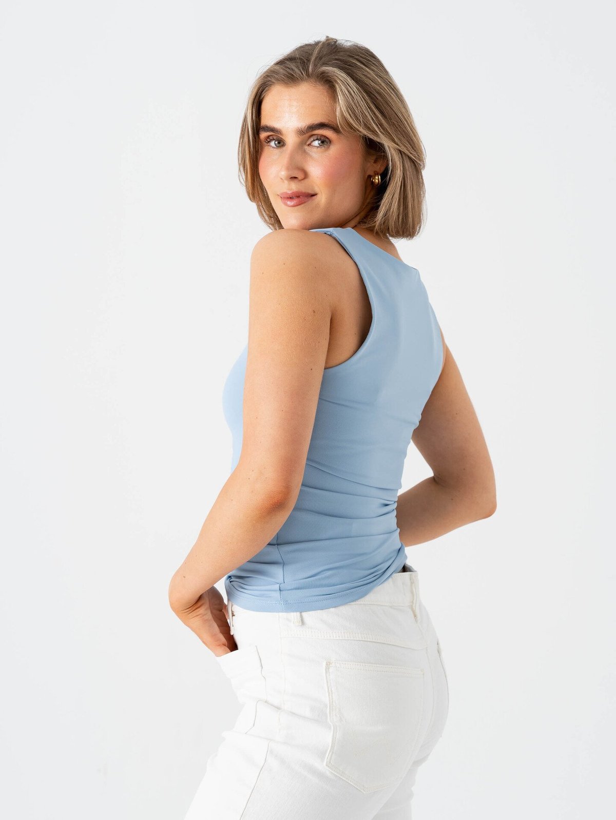 Only Ea Sleeveless 2-Ways Fit Top Soft Chambray