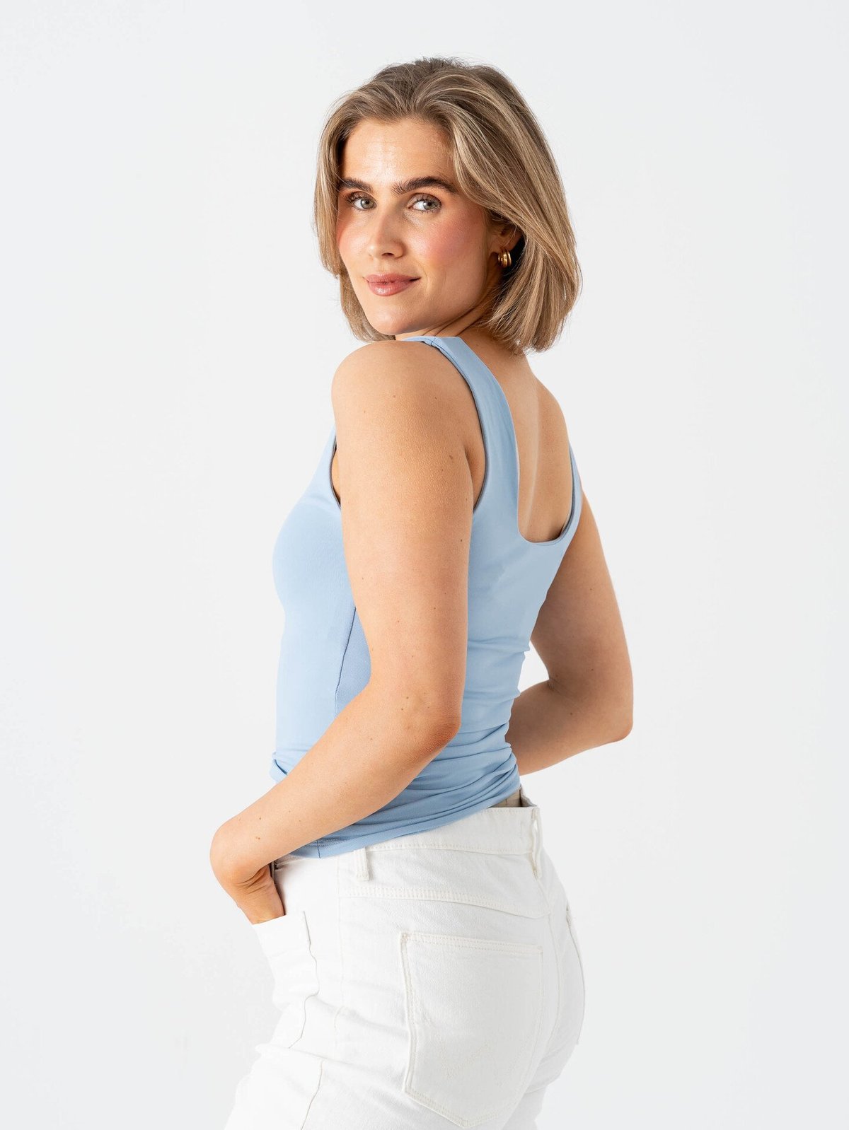 Only Ea Sleeveless 2-Ways Fit Top Soft Chambray