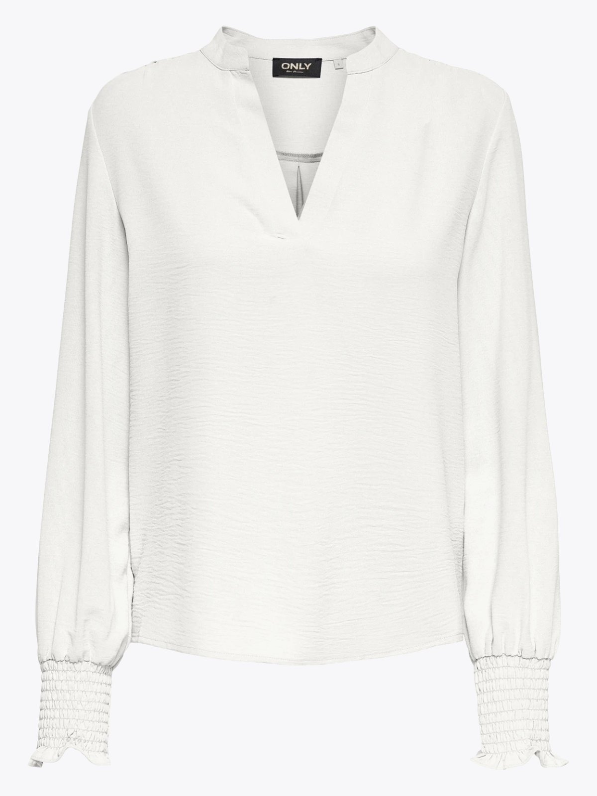 Only Mette V-Neck Long Sleeve Smock Top Cloud Dancer