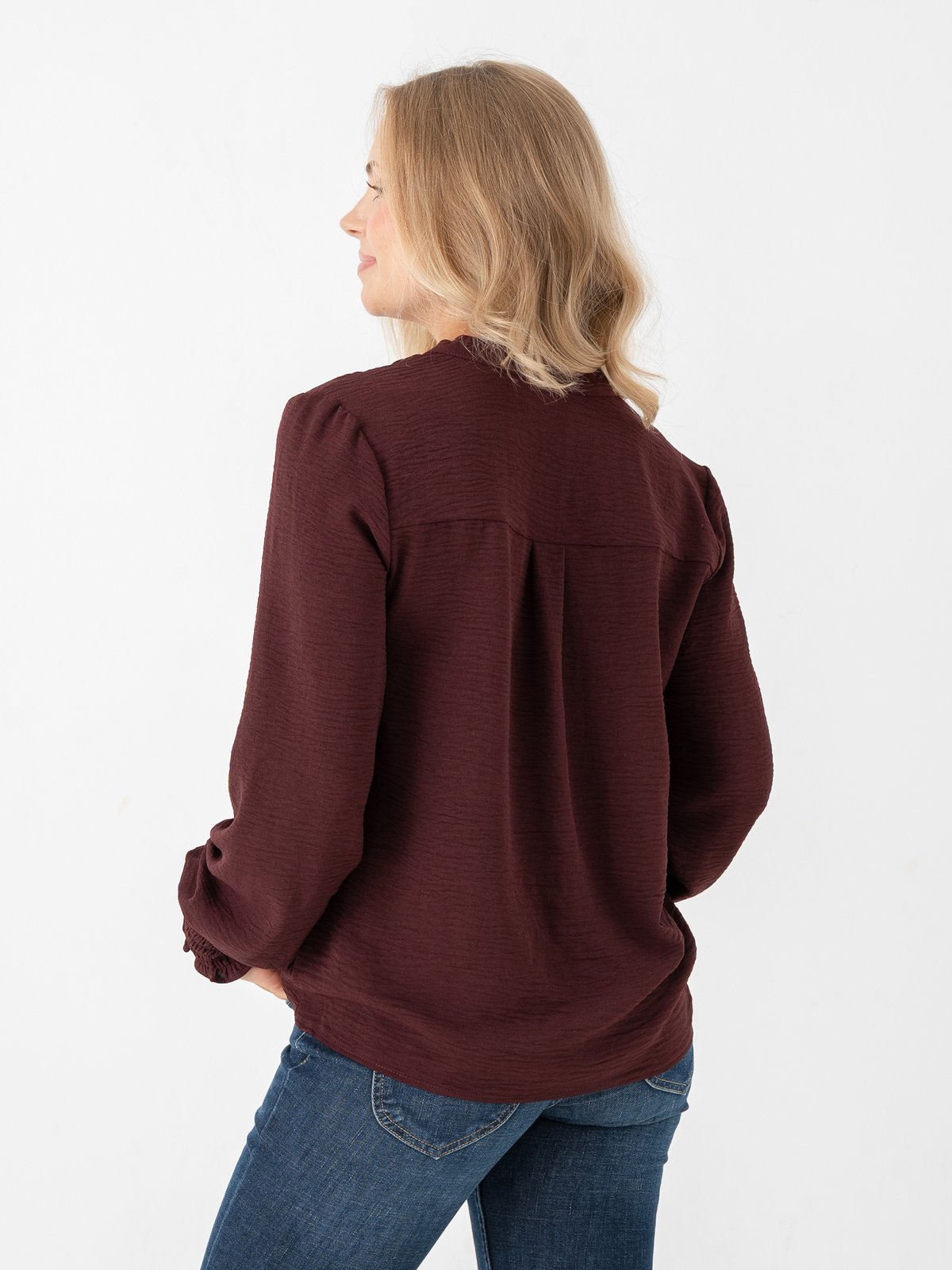 Only Mette V-Neck Long Sleeve Smock Top Decadent Chocolate