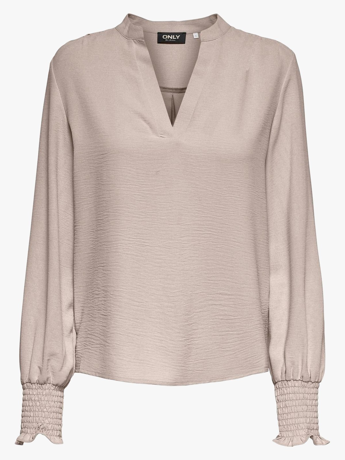 Only Mette V-Neck Long Sleeve Smock Top Gray Morn