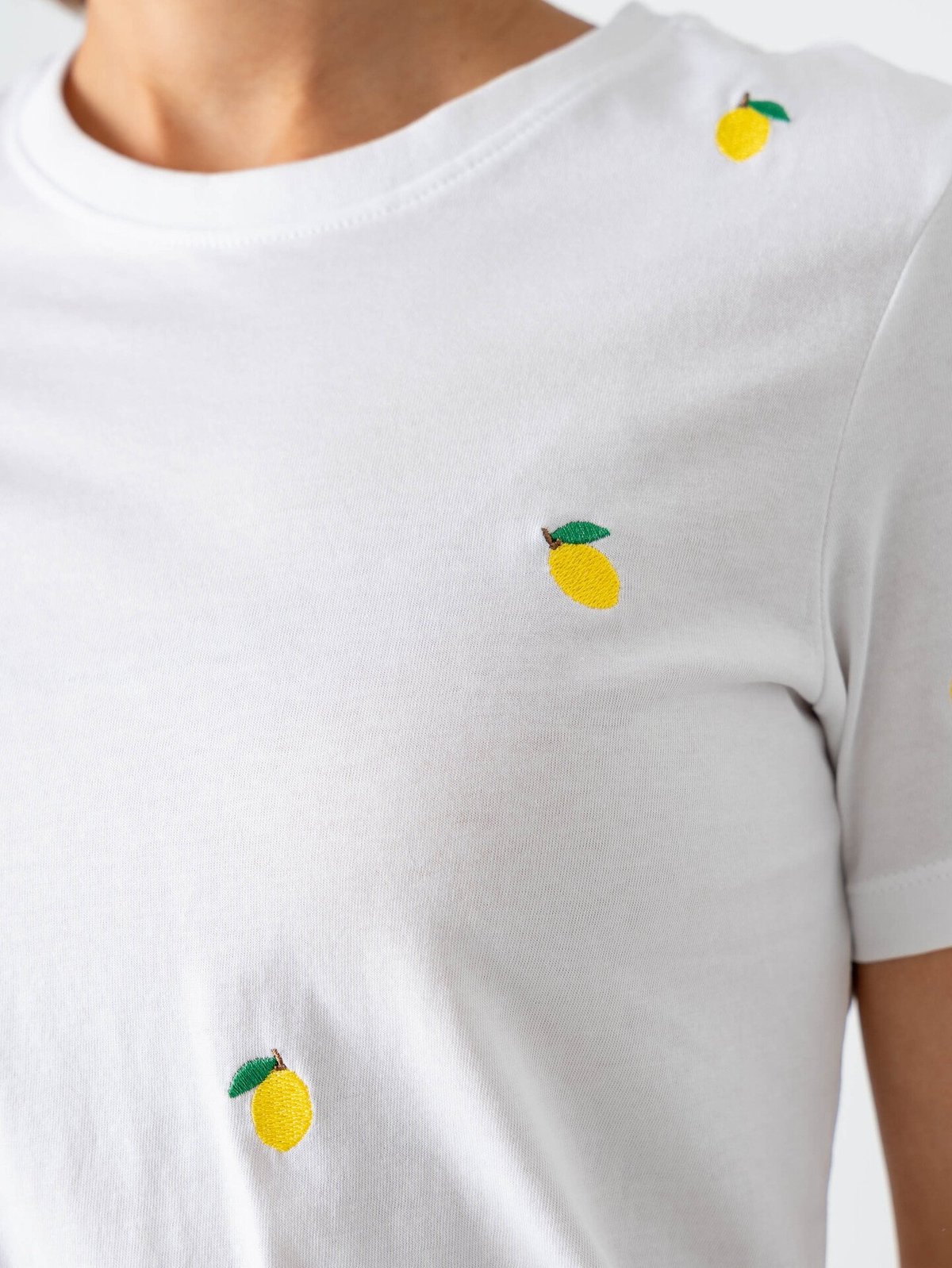 Only Ketty Life Short Sleeve O-Neck Top Bright White / Lemons