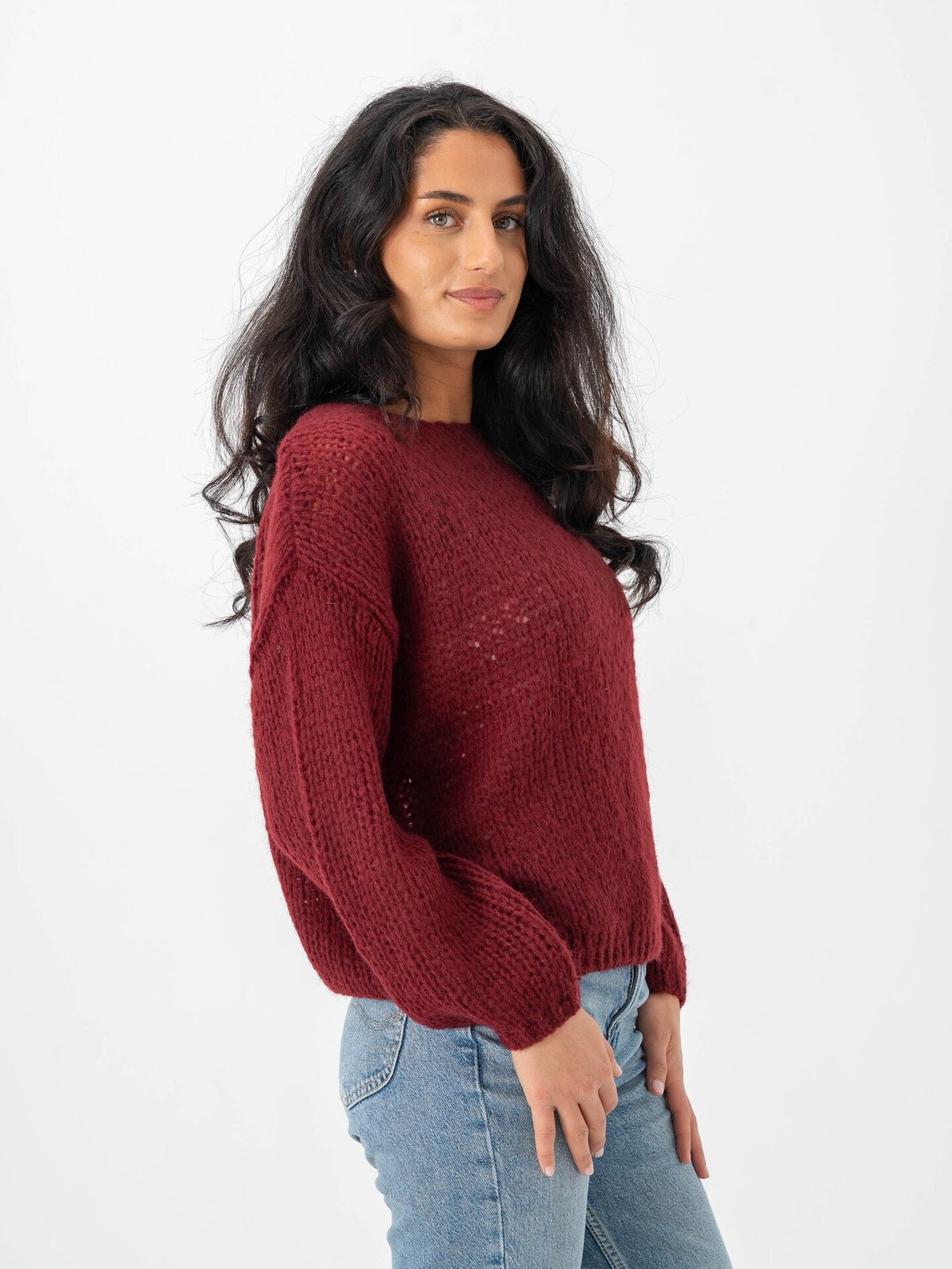Only Nordic Life Long Sleeve O-Neck Knit Cabernet