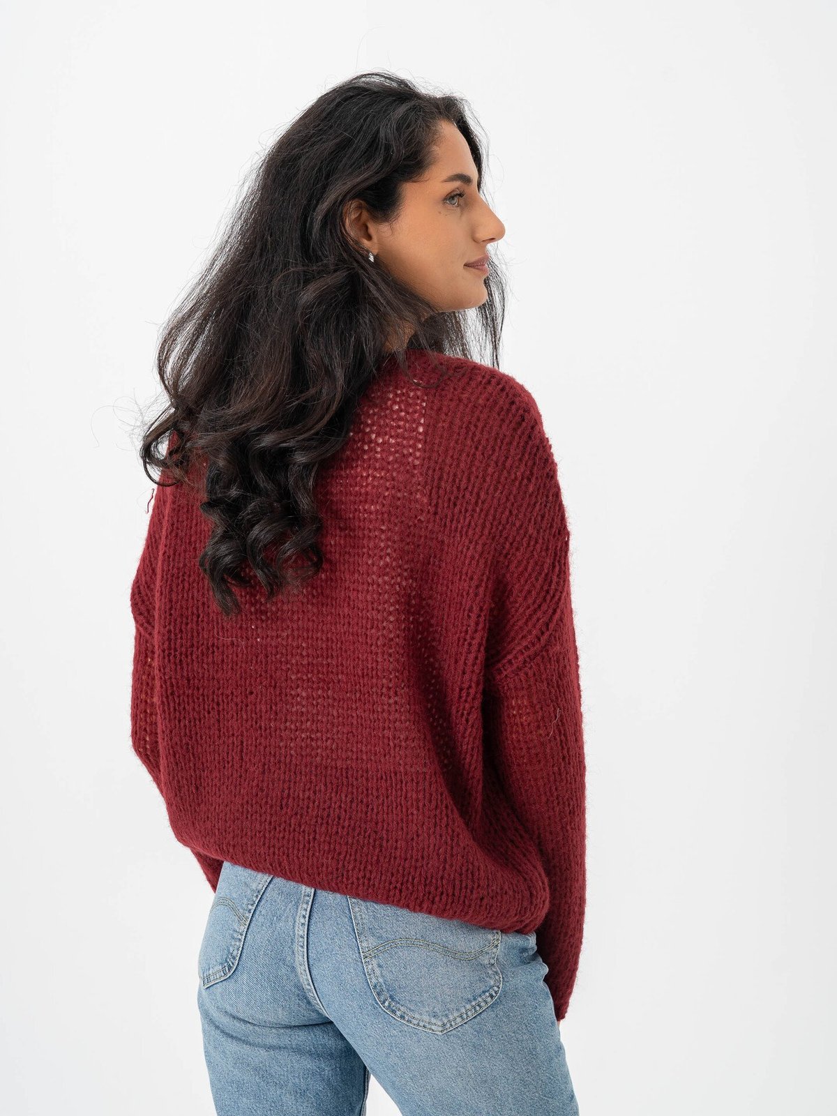 Only Nordic Life Long Sleeve O-Neck Knit Cabernet