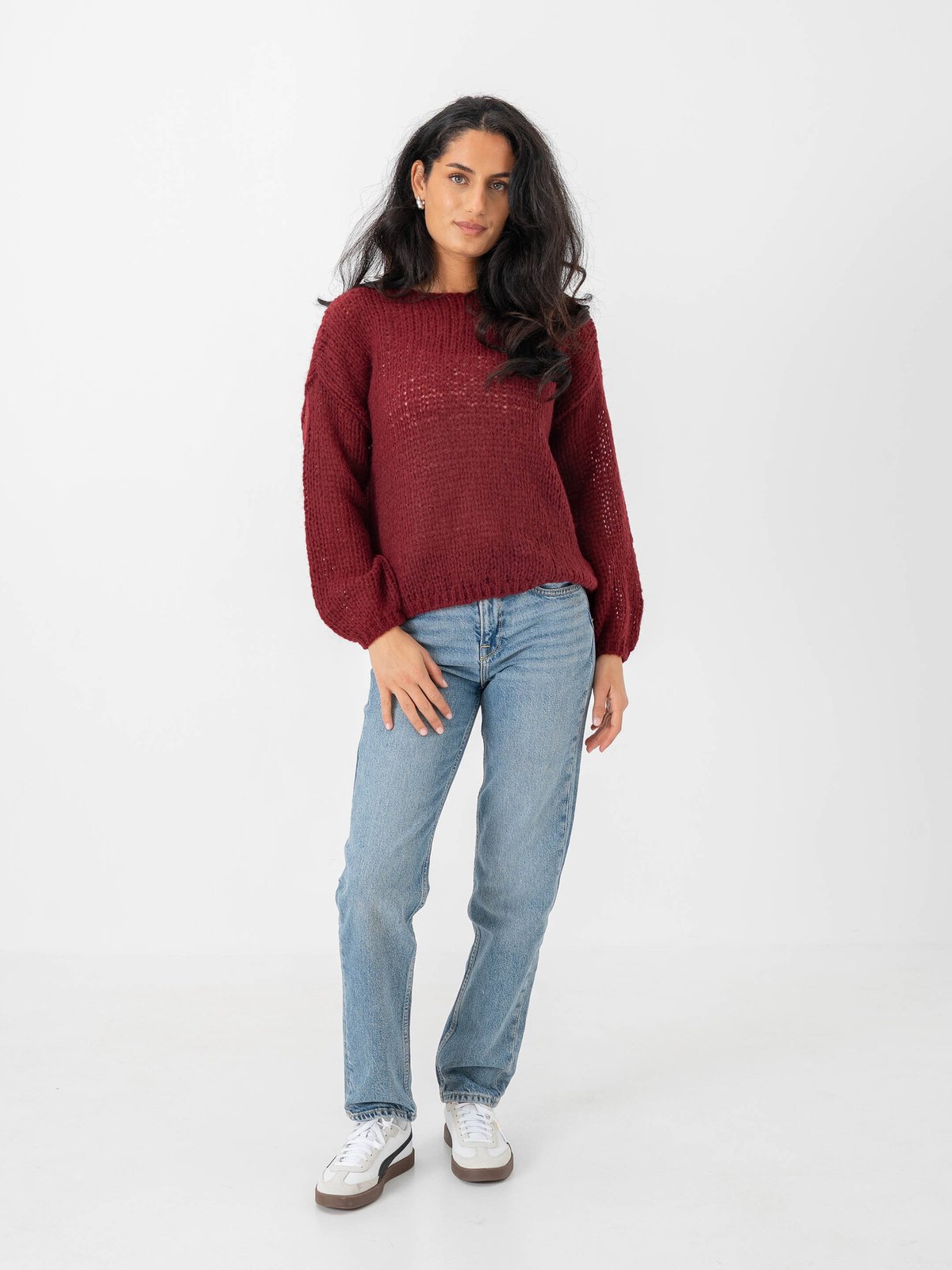 Only Nordic Life Long Sleeve O-Neck Knit Cabernet