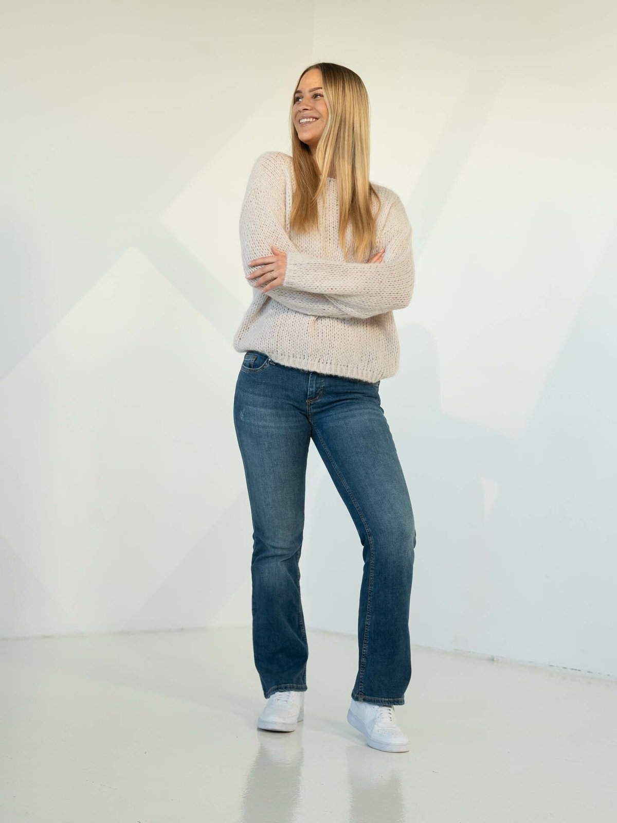 Only Nordic Life Long Sleeve O-Neck Knit Pumice Stone