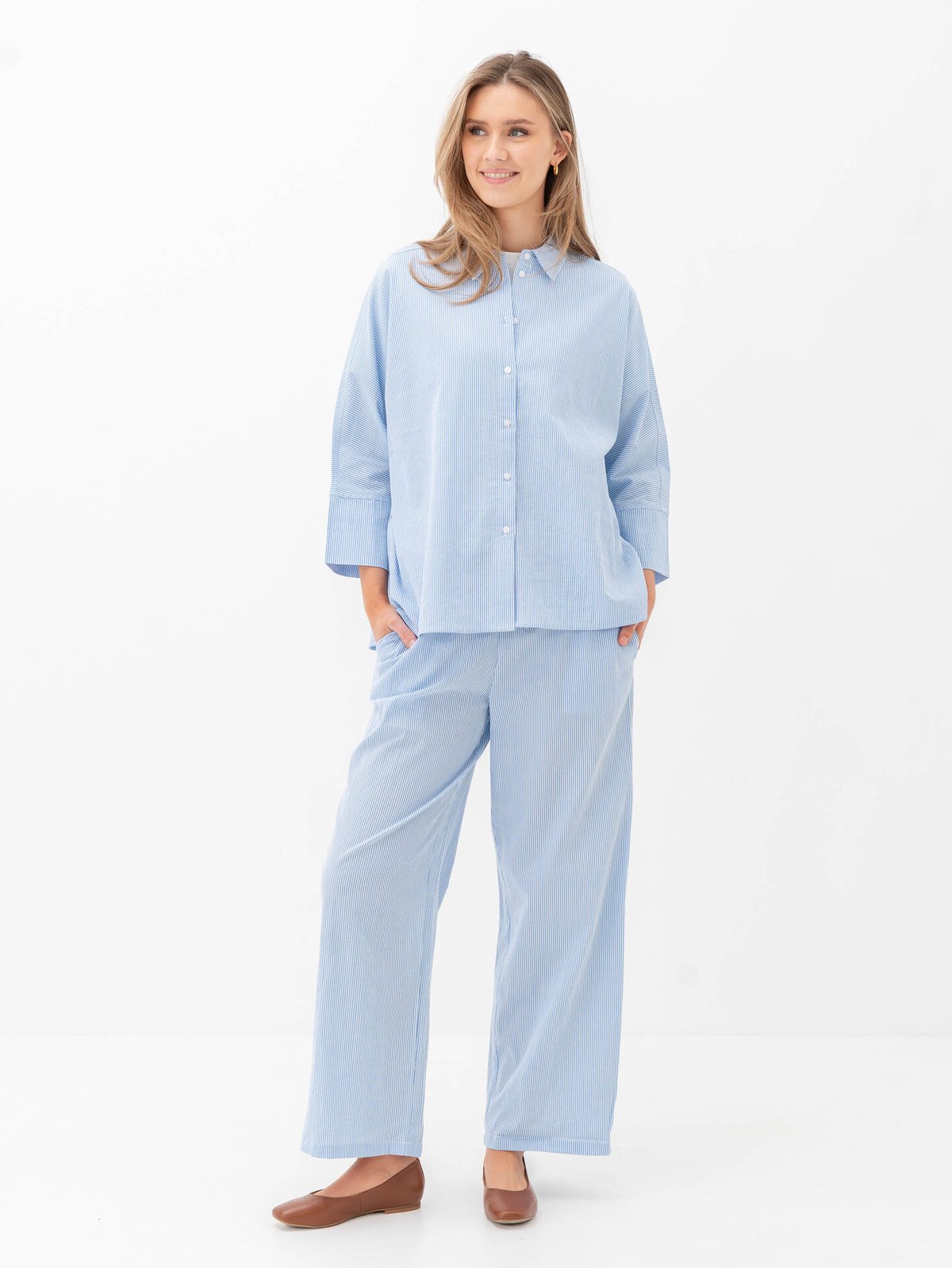 Only Augusta Pant Cloud Dancer / Blue Stripes