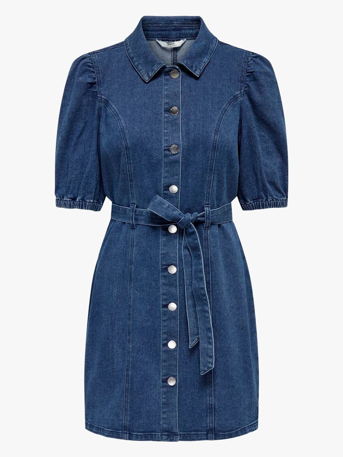 Only Vibbe Short Sleeve Belt Denim Dress Medium Blue Denim