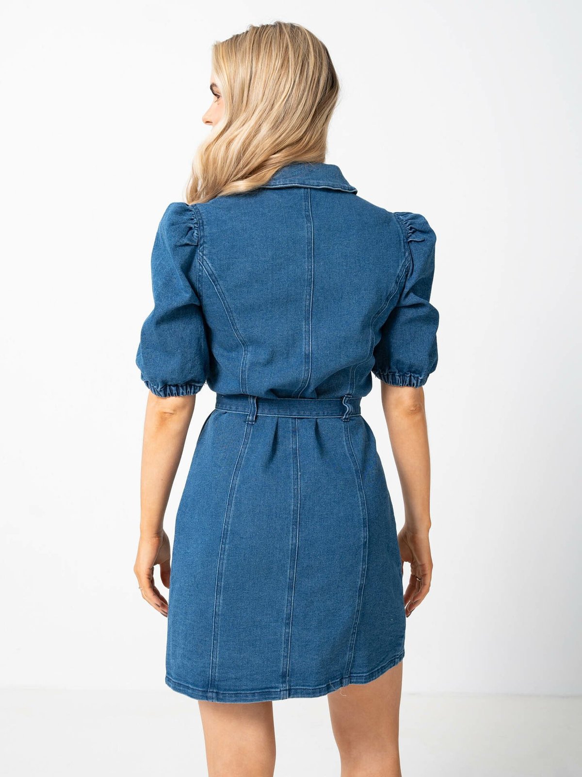 Only Vibbe Short Sleeve Belt Denim Dress Medium Blue Denim