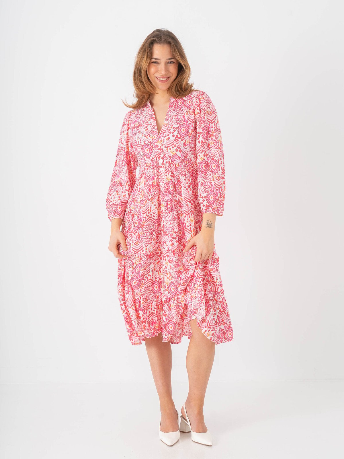 Only Milana 7/8 Dress Cloud Dancer / Sikka Graphic