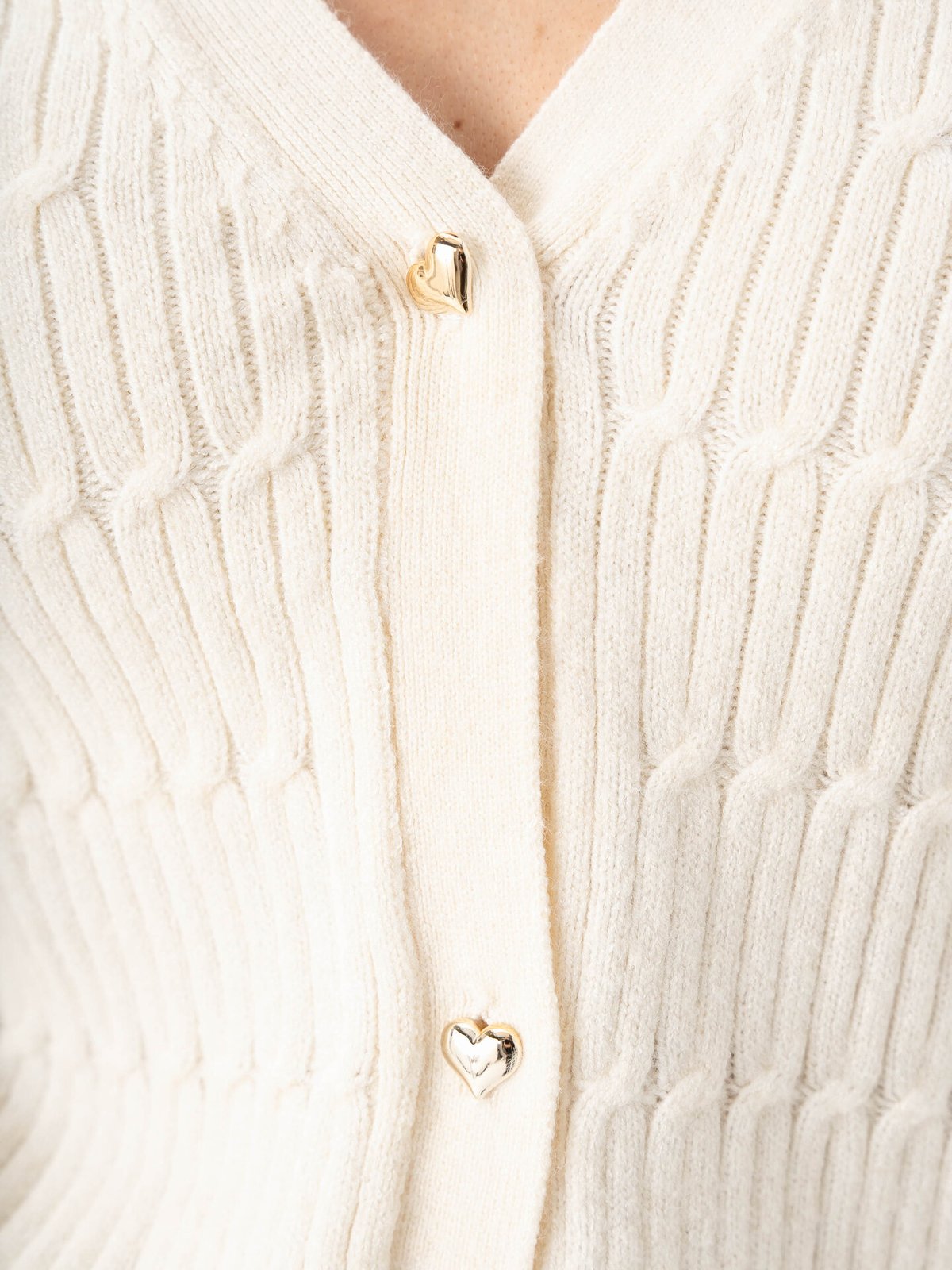 Only Katia Long Sleeve Cable V-Neck Cardigan Whitecap Grey