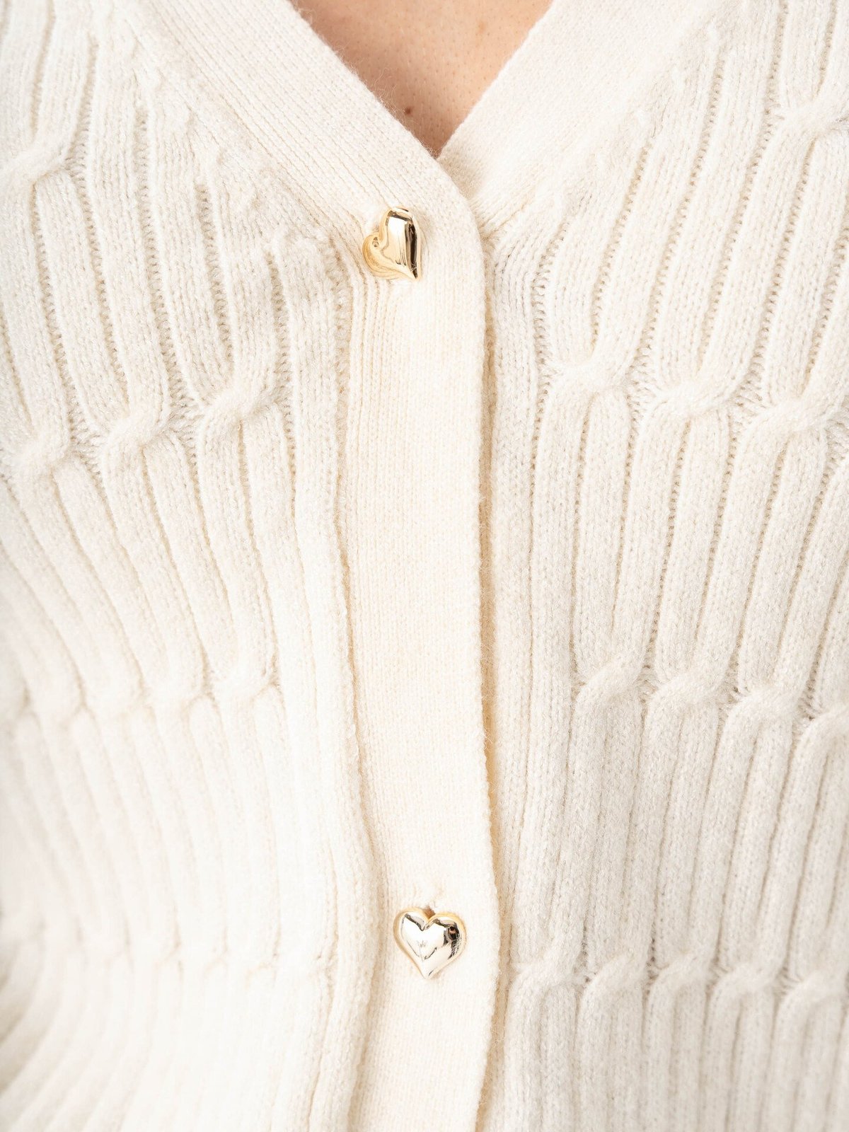 Only Katia Long Sleeve Cable V-Neck Cardigan Whitecap Grey