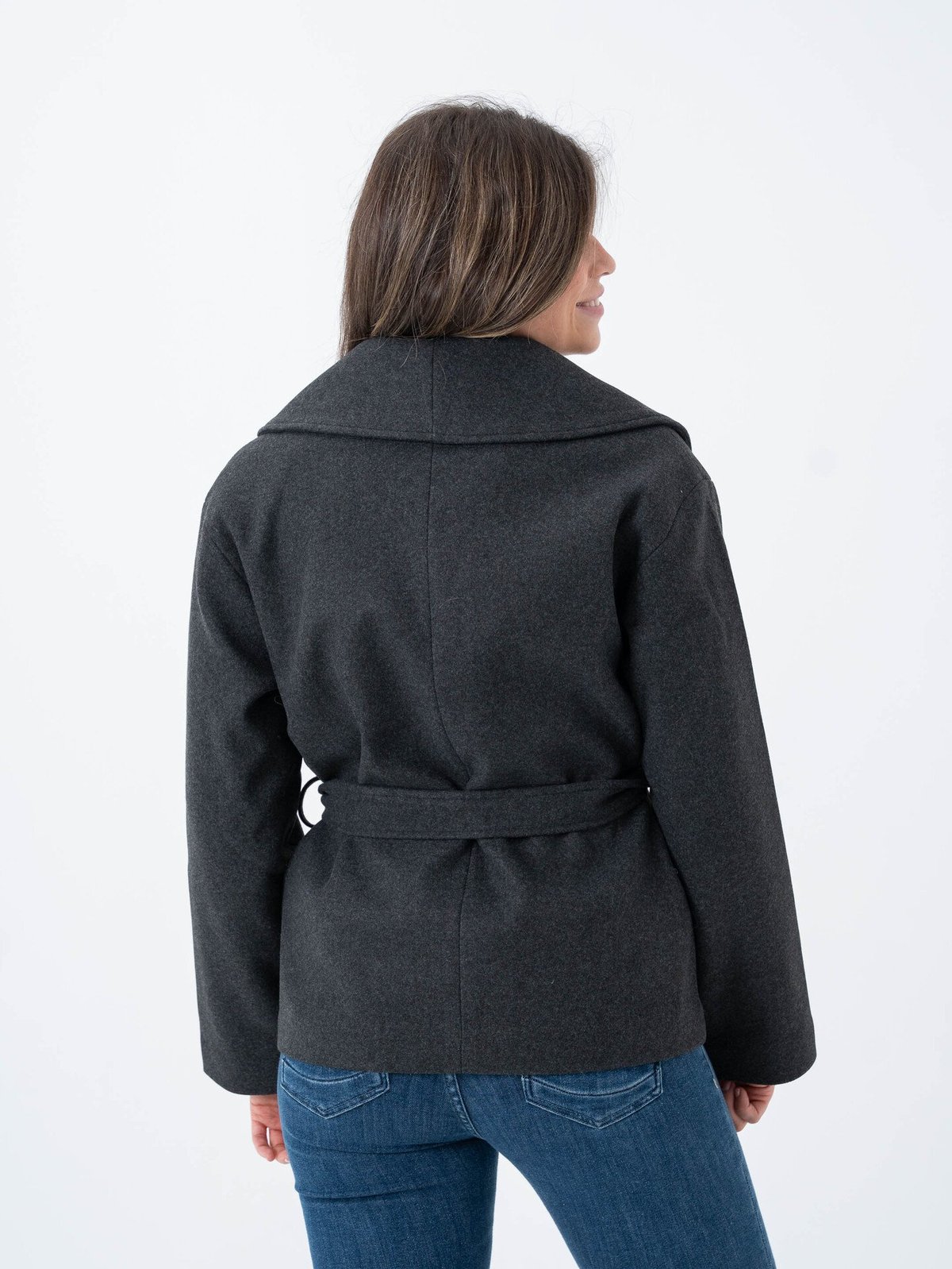 Only Augusta Life Short Coat Dark Grey Melange