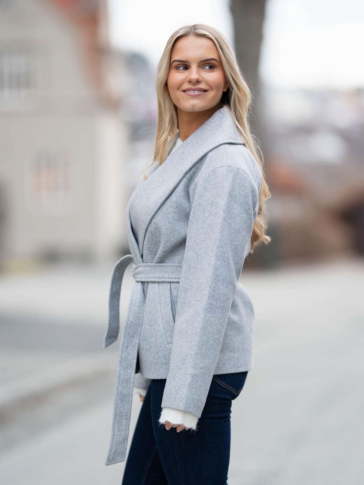 Only Augusta Life Short Coat Light Grey Melange