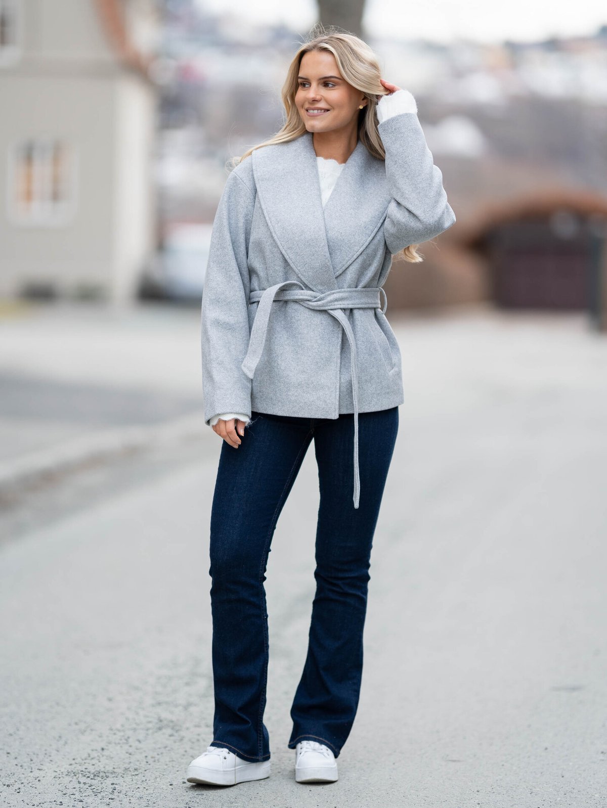 Only Augusta Life Short Coat Light Grey Melange