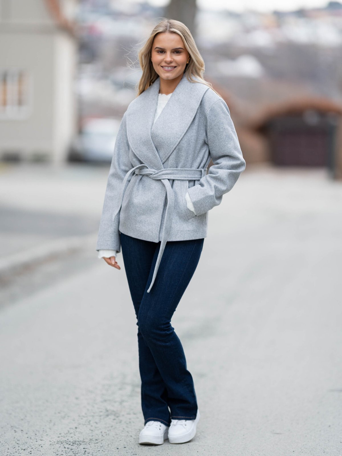 Only Augusta Life Short Coat Light Grey Melange