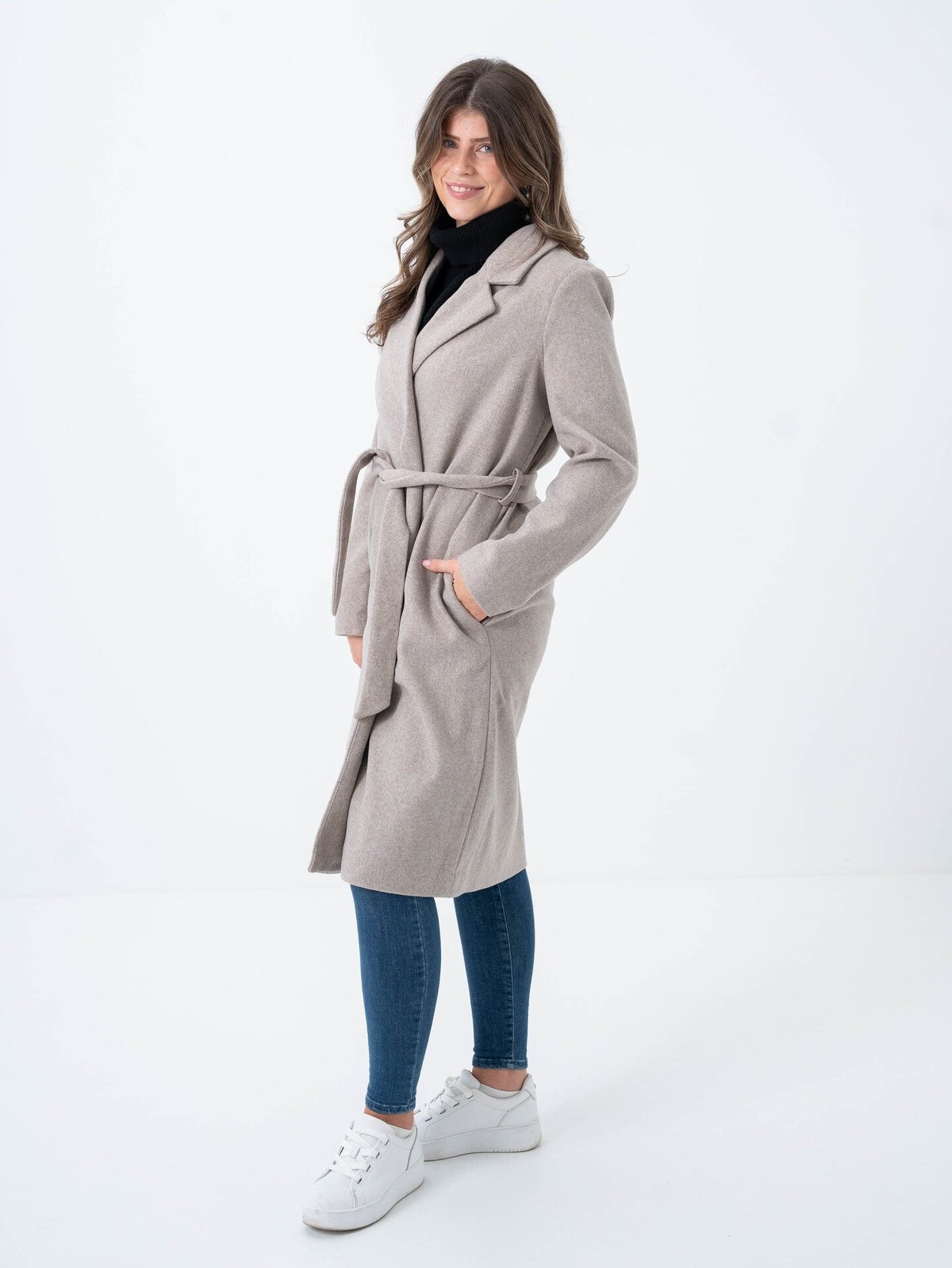 Only Alvilda Life Wrap Coat Simply Taupe Melange