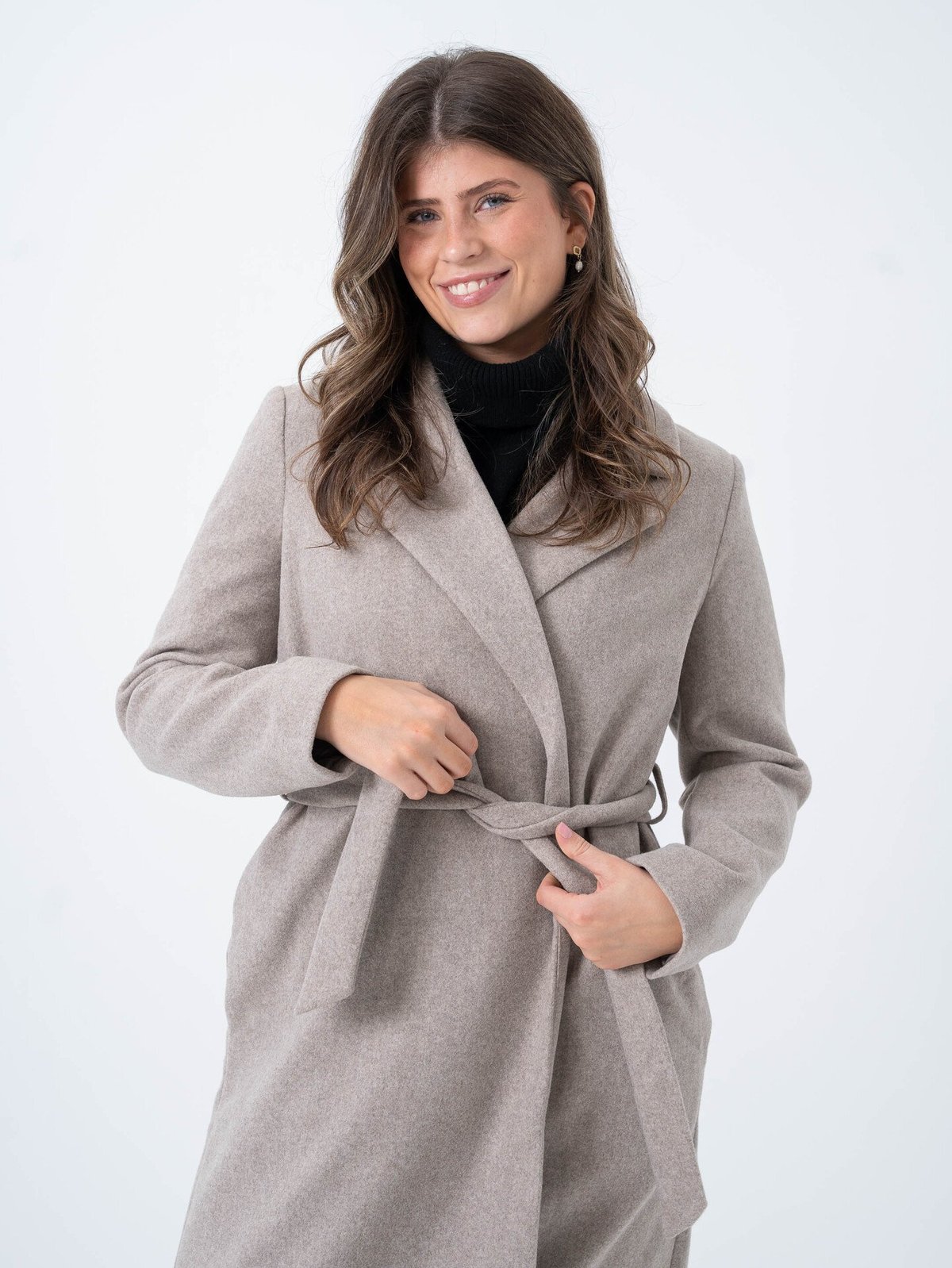 Only Alvilda Life Wrap Coat Simply Taupe Melange