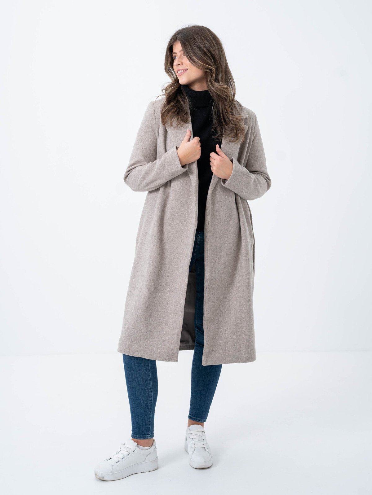 Only Alvilda Life Wrap Coat Simply Taupe Melange