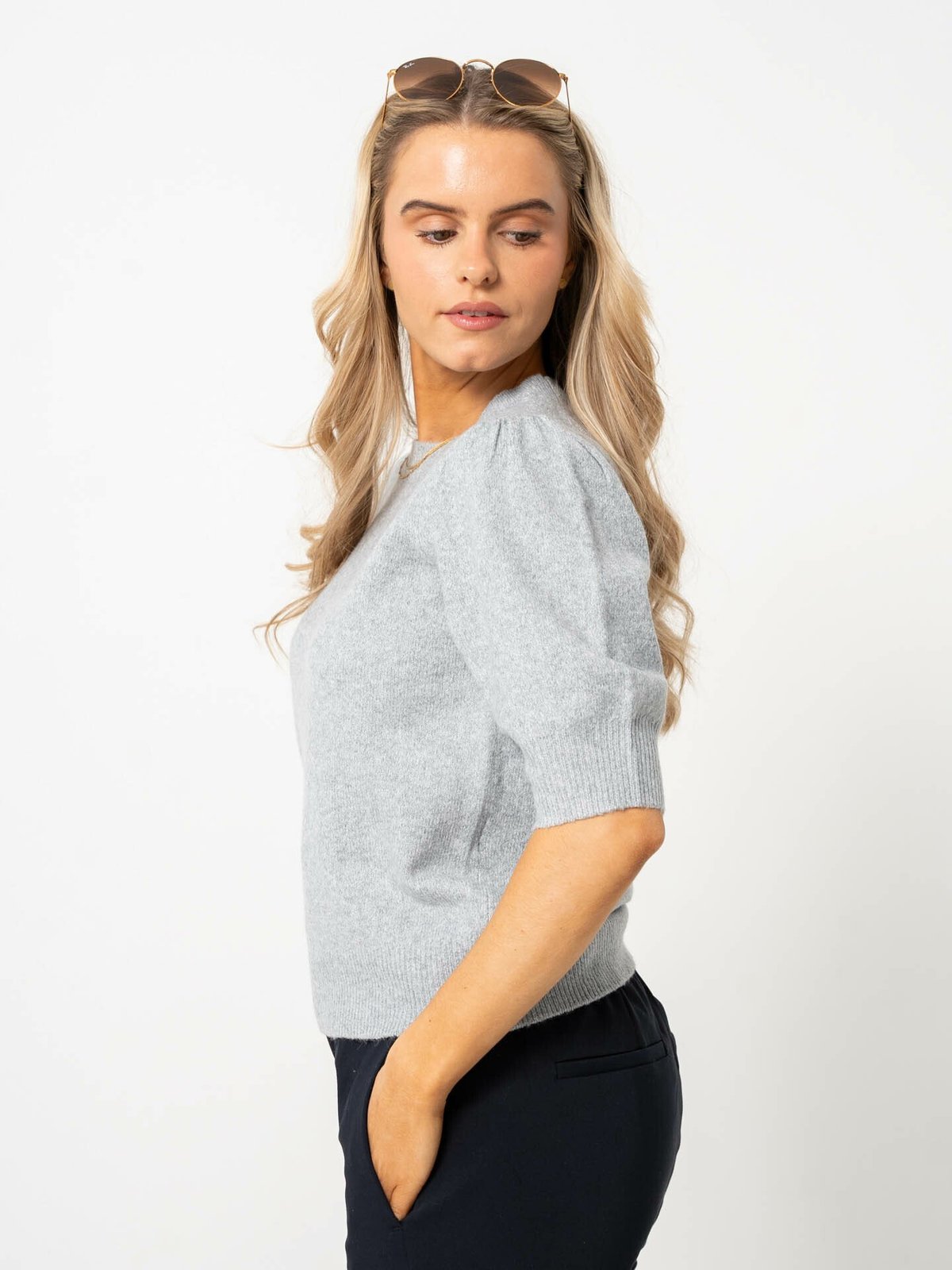 Only Rica Life 2/4 Pullover Knit Light Grey Melange